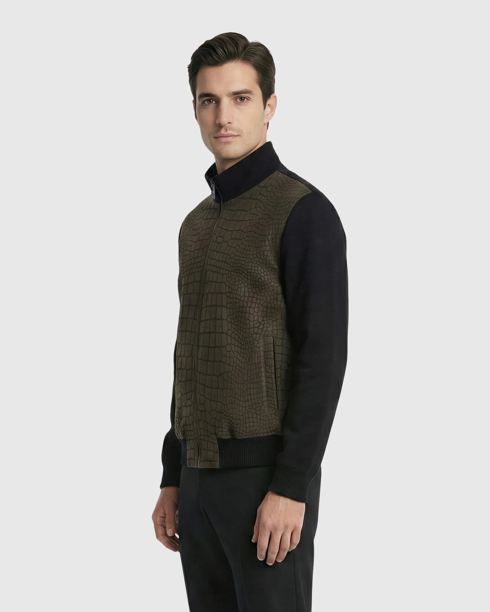MEN'S SELECT NUBUCK CROCO EMBOSSED JACKET CRAFTED FROM LORO PIANA WOOL - Image 16