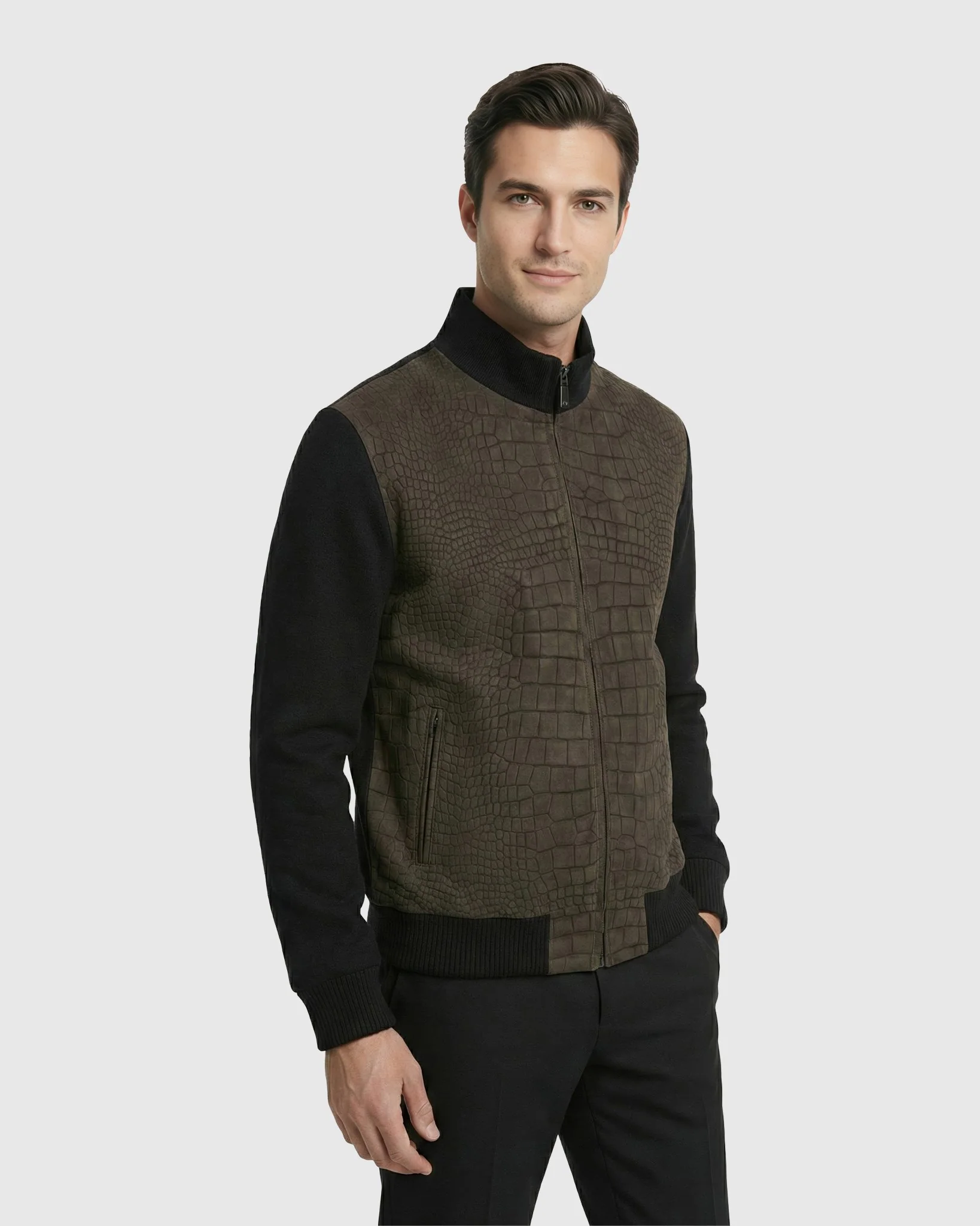 MEN'S SELECT NUBUCK CROCO EMBOSSED JACKET CRAFTED FROM LORO PIANA WOOL - Image 18