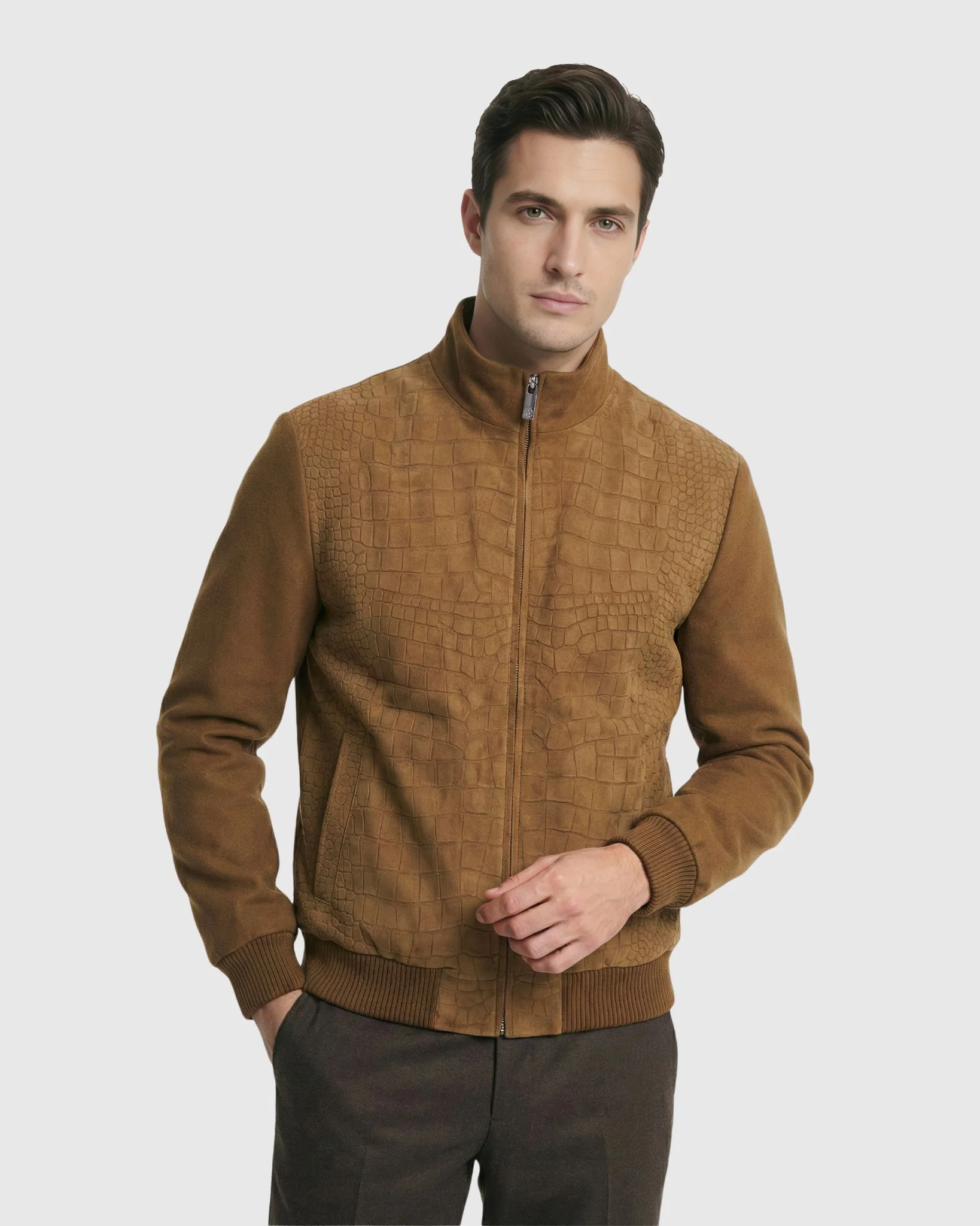 MEN'S SELECT NUBUCK CROCO EMBOSSED JACKET CRAFTED FROM LORO PIANA WOOL - Image 20