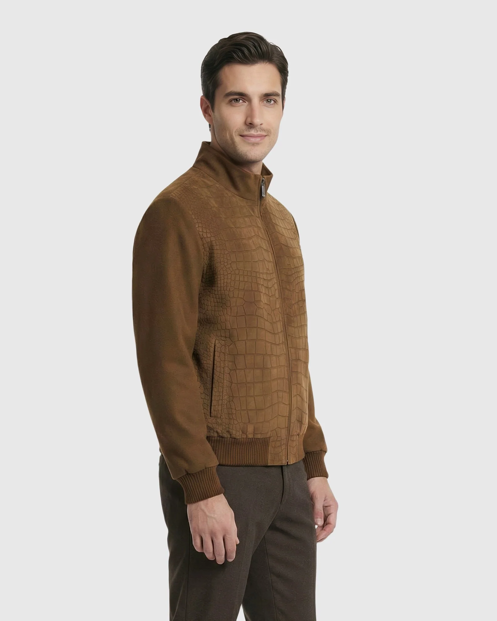 MEN'S SELECT NUBUCK CROCO EMBOSSED JACKET CRAFTED FROM LORO PIANA WOOL - Image 22