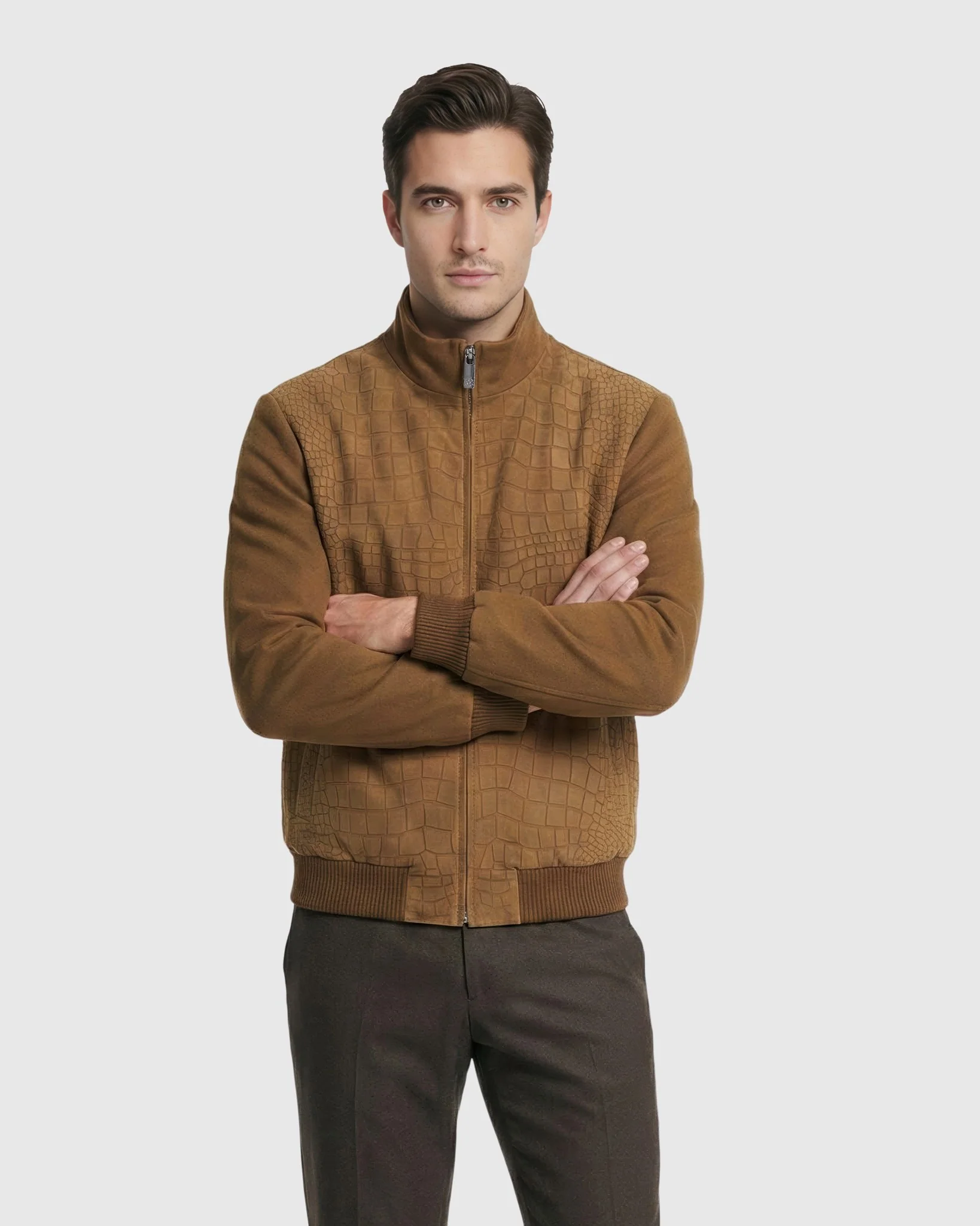 MEN'S SELECT NUBUCK CROCO EMBOSSED JACKET CRAFTED FROM LORO PIANA WOOL - Image 24