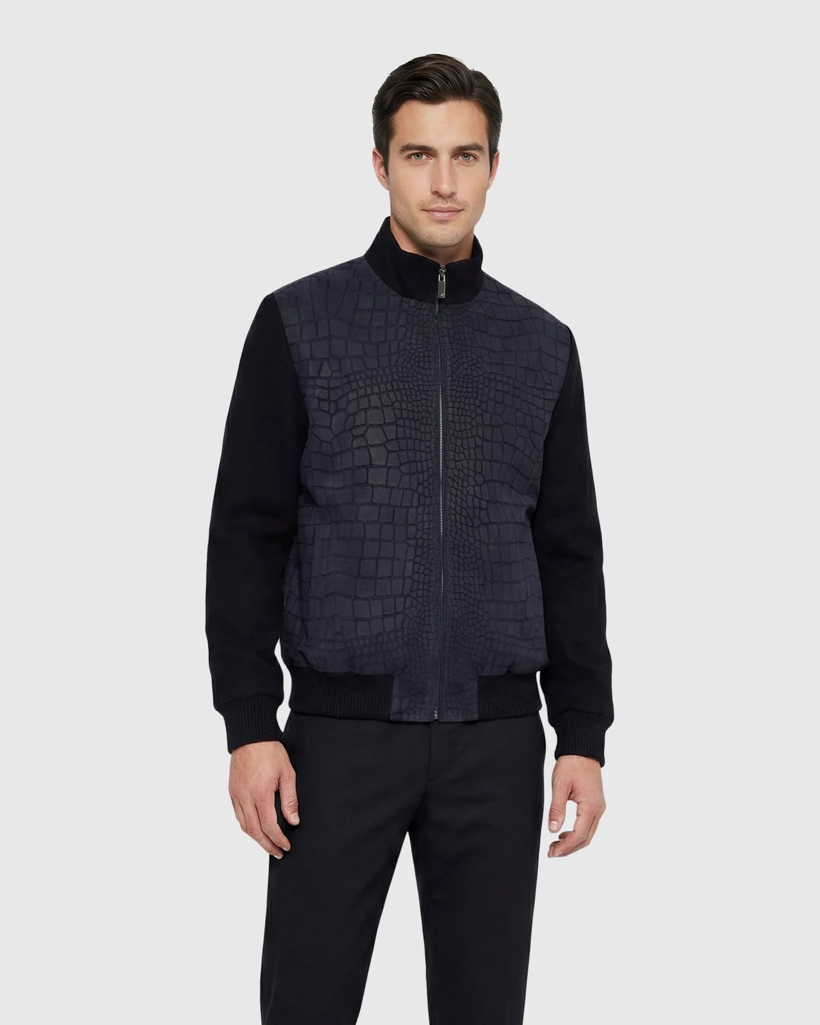 MEN'S SELECT NUBUCK CROCO EMBOSSED JACKET CRAFTED FROM LORO PIANA WOOL - Image 3