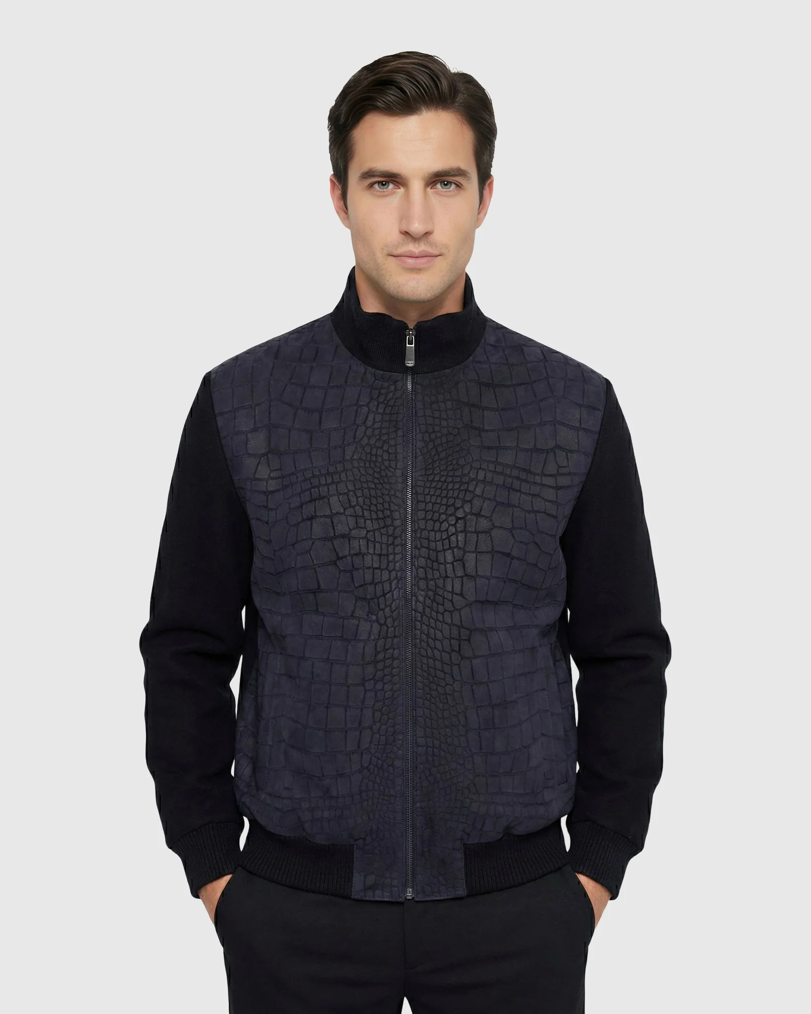 MEN'S SELECT NUBUCK CROCO EMBOSSED JACKET CRAFTED FROM LORO PIANA WOOL - Image 5