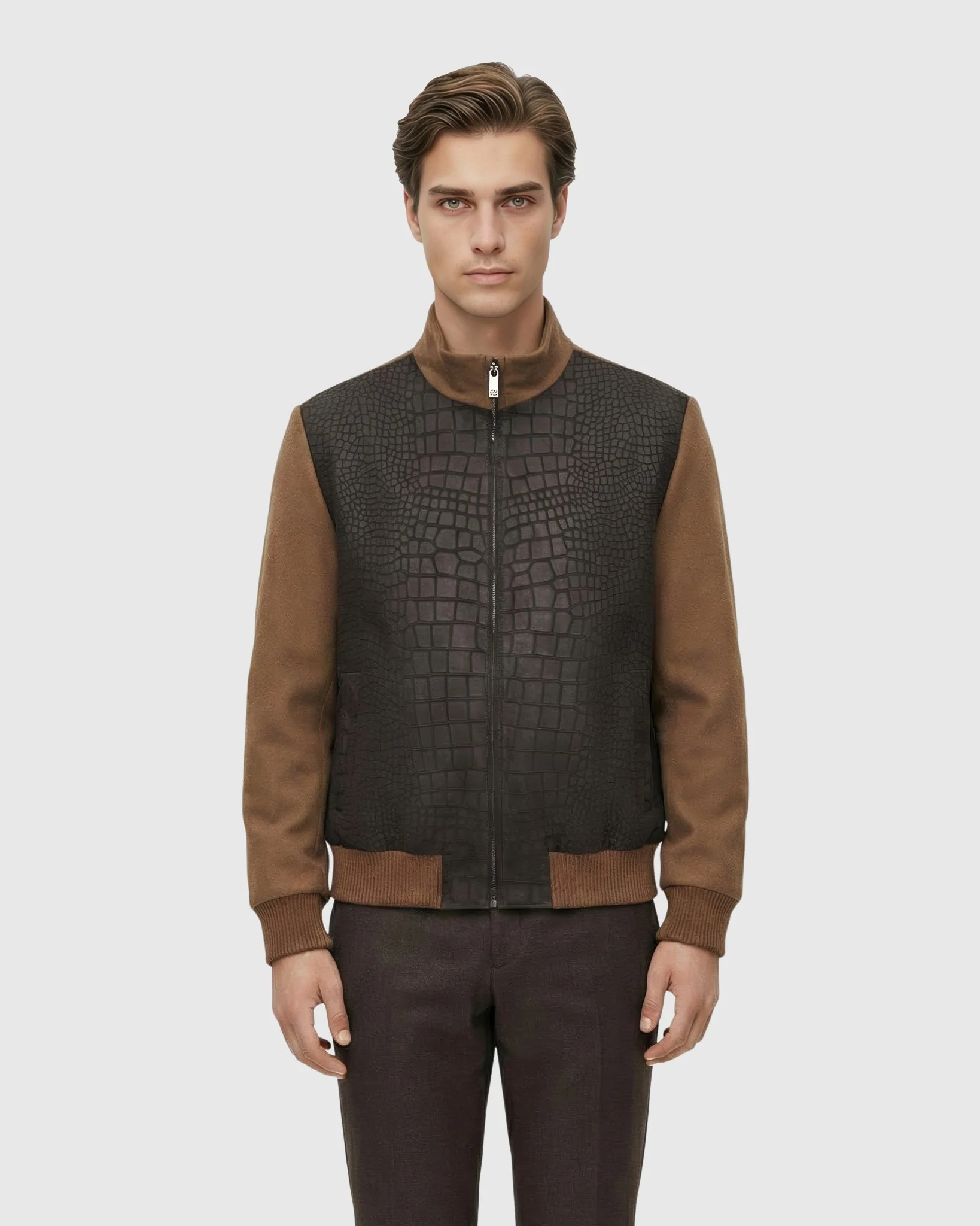 MEN'S SELECT NUBUCK CROCO EMBOSSED JACKET CRAFTED FROM LORO PIANA WOOL - Image 8