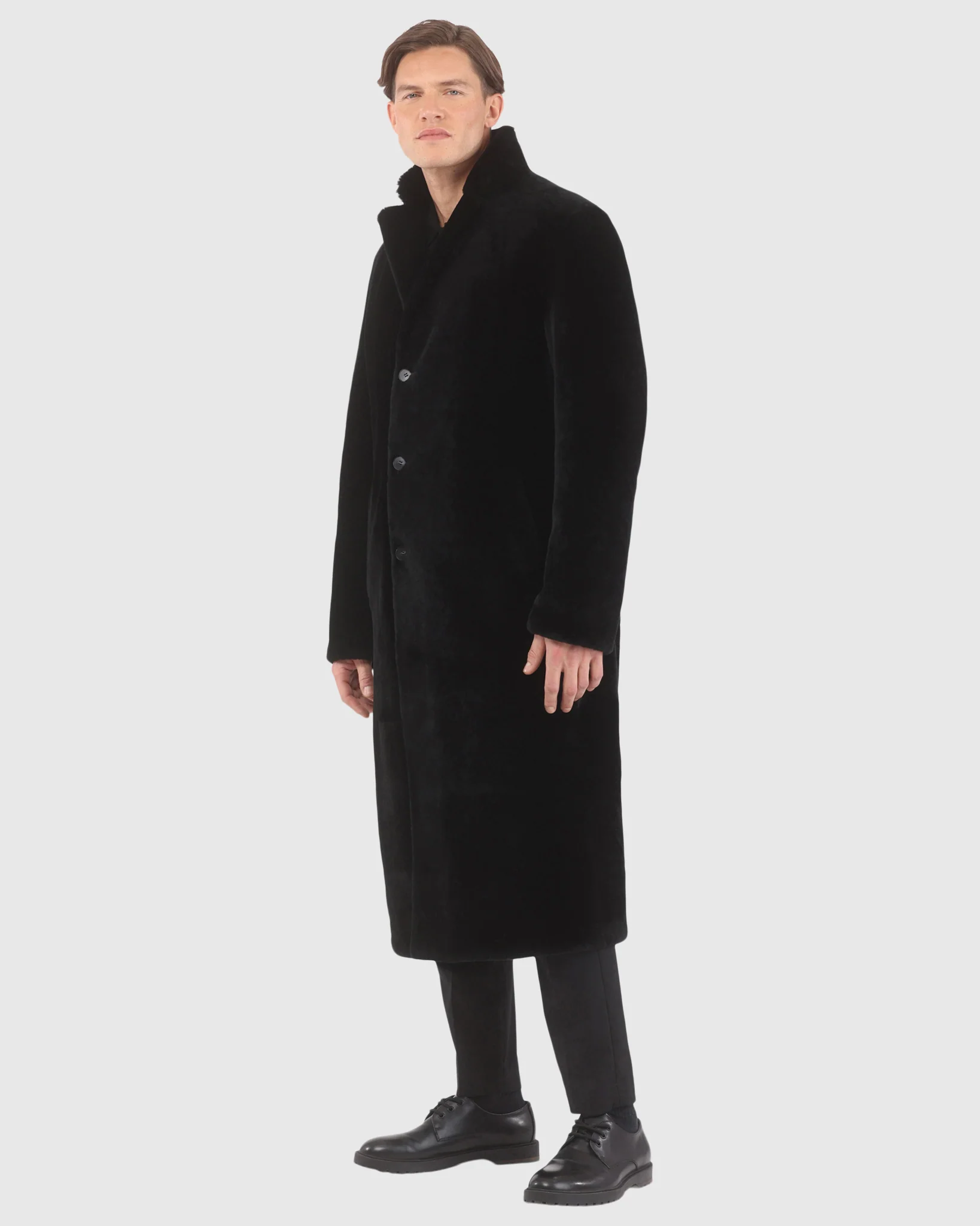 Men's Select Shearling Lamb Coat With Notch Collar - Image 3