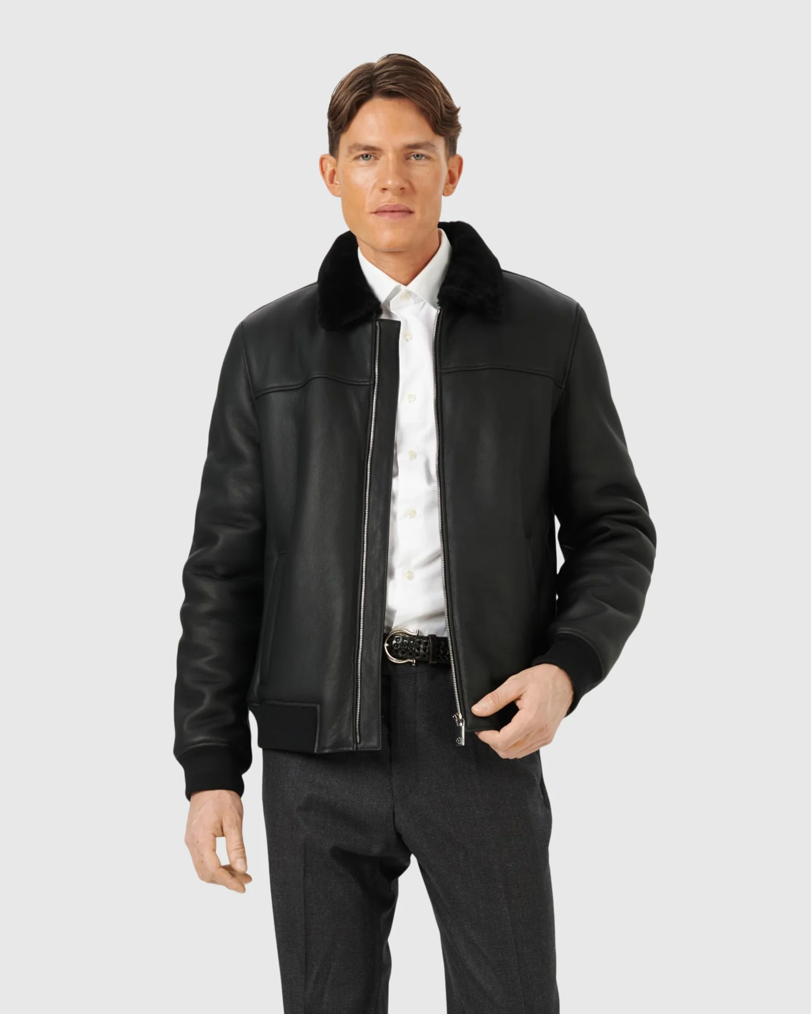 Men's Select Shearling Lamb Bomber Jacket - Image 2
