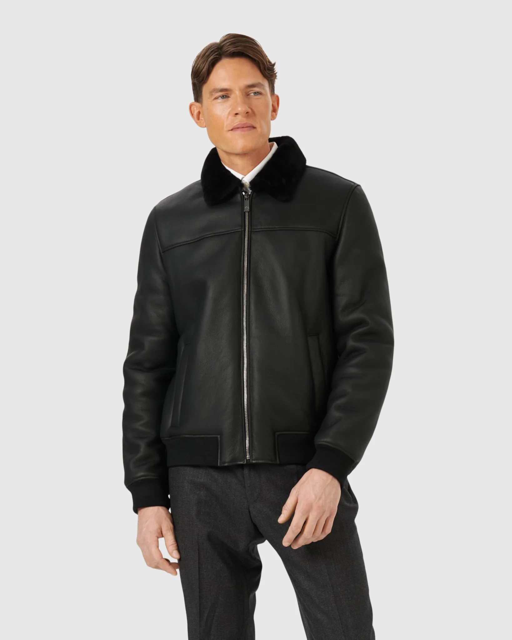 Men's Select Shearling Lamb Bomber Jacket - Image 3