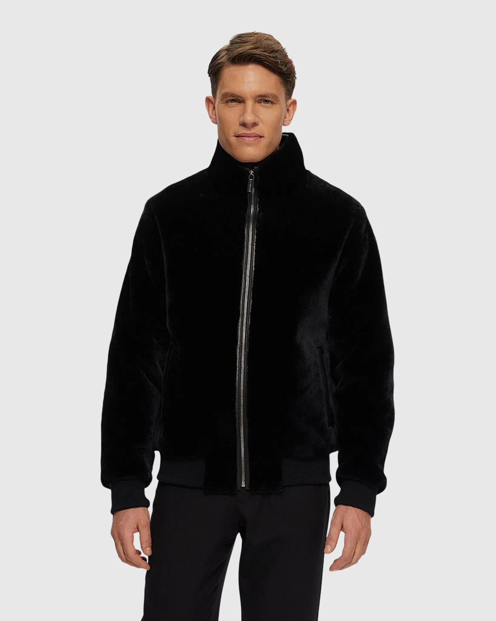 Men's Select Shearling Lamb Bomber Jacket - Image 4