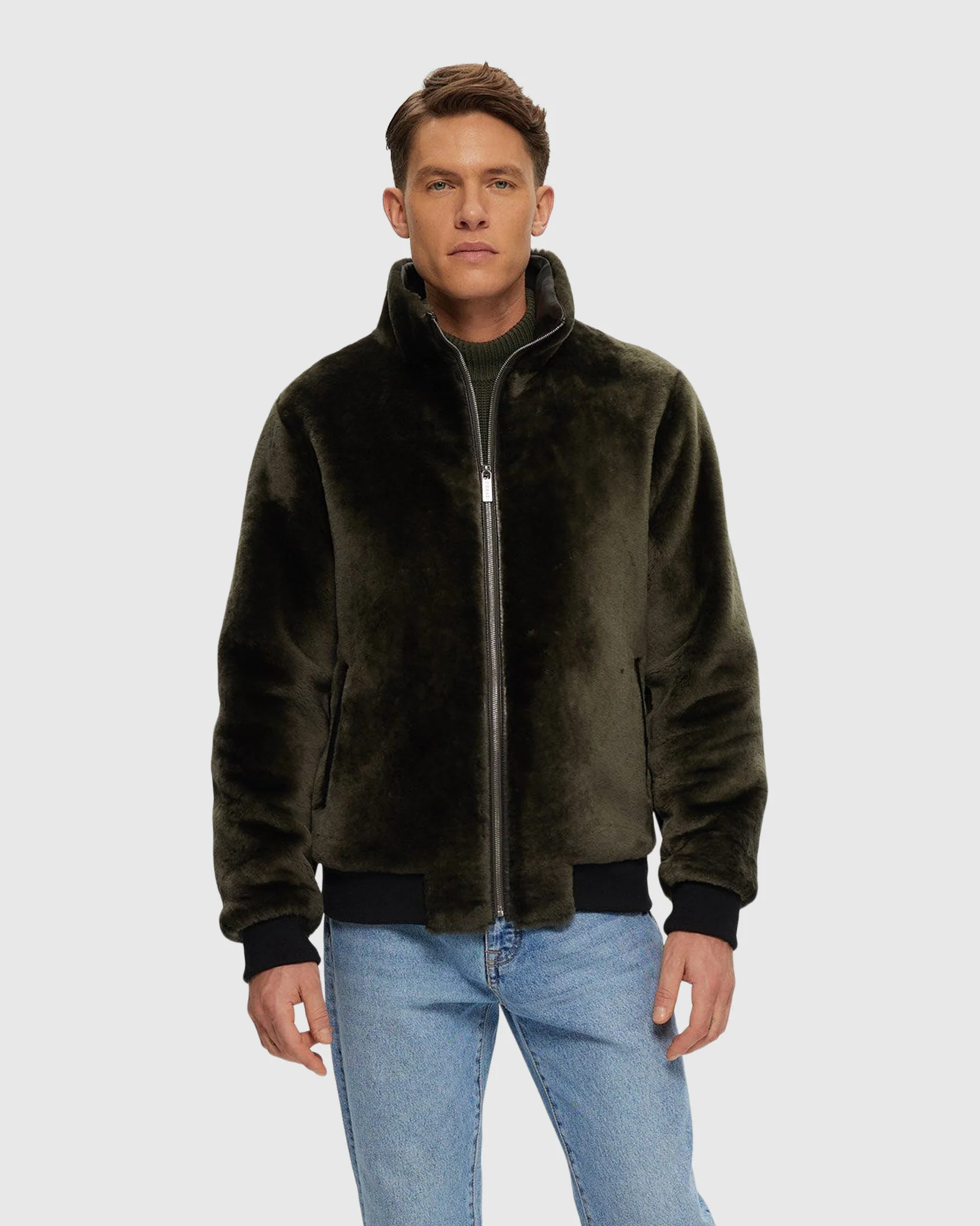 Men's Select Shearling Lamb Bomber Jacket - Image 7