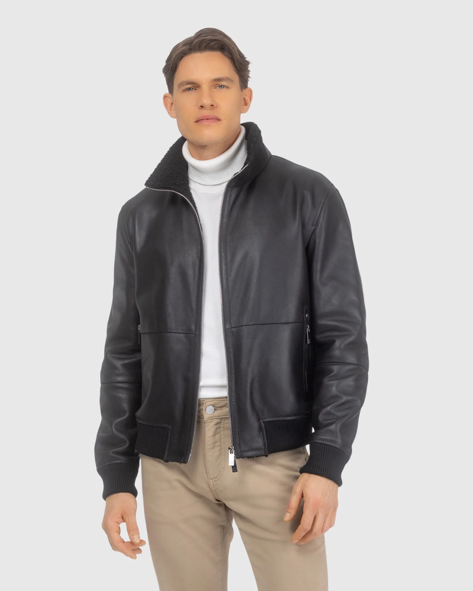 Mens Shearling Lamb Bomber Jacket