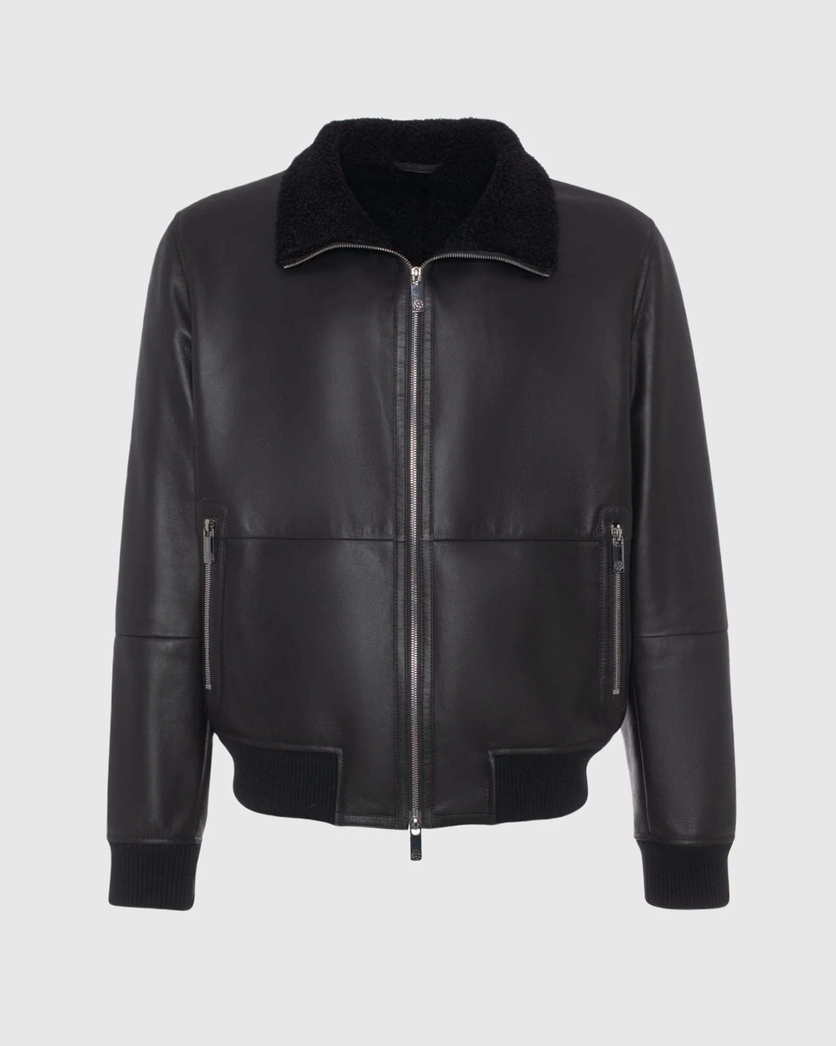 Mens Shearling Lamb Bomber Jacket - Image 7