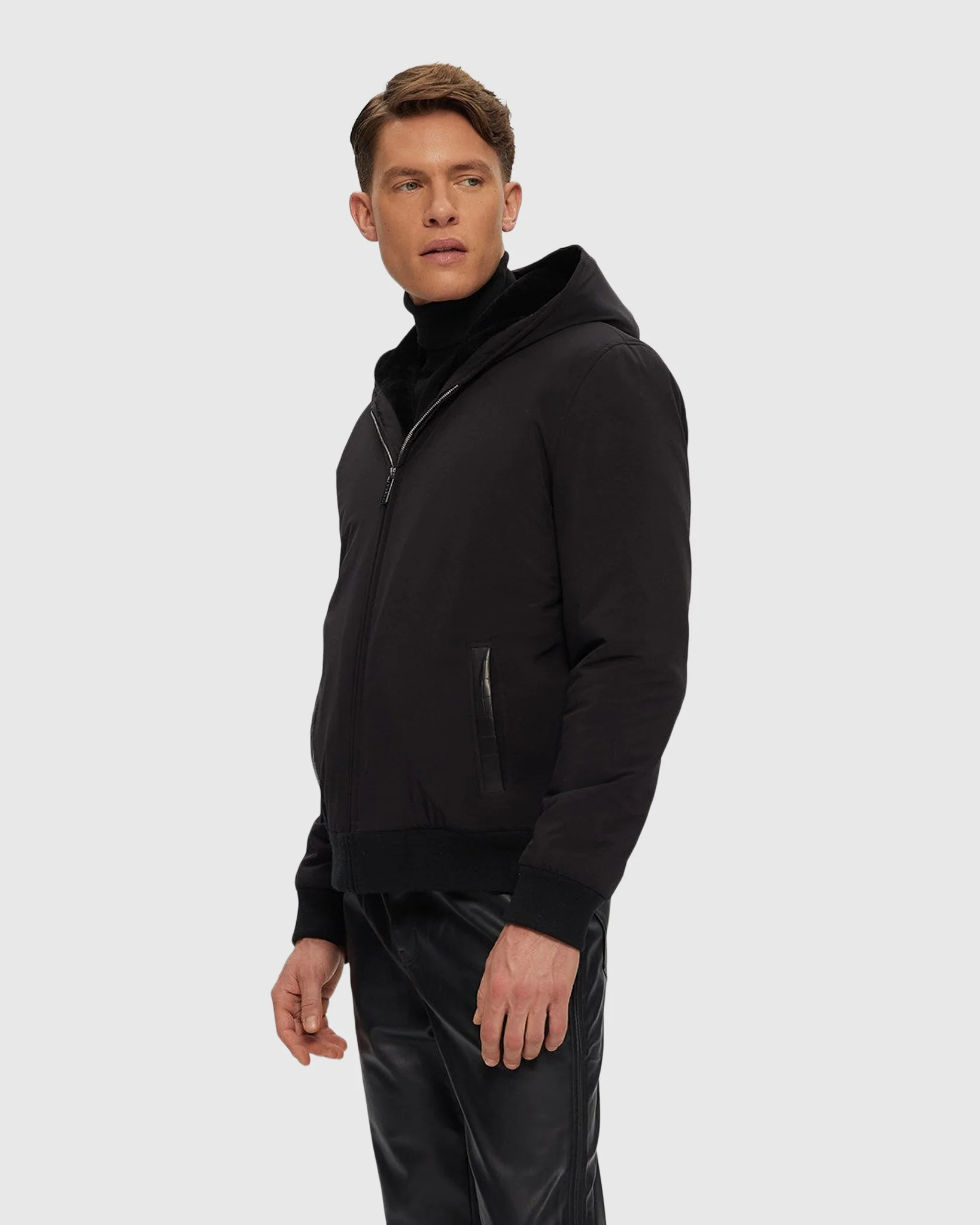 MENS SHEARLING LAMB LINED BOMBER JACKET - Image 5