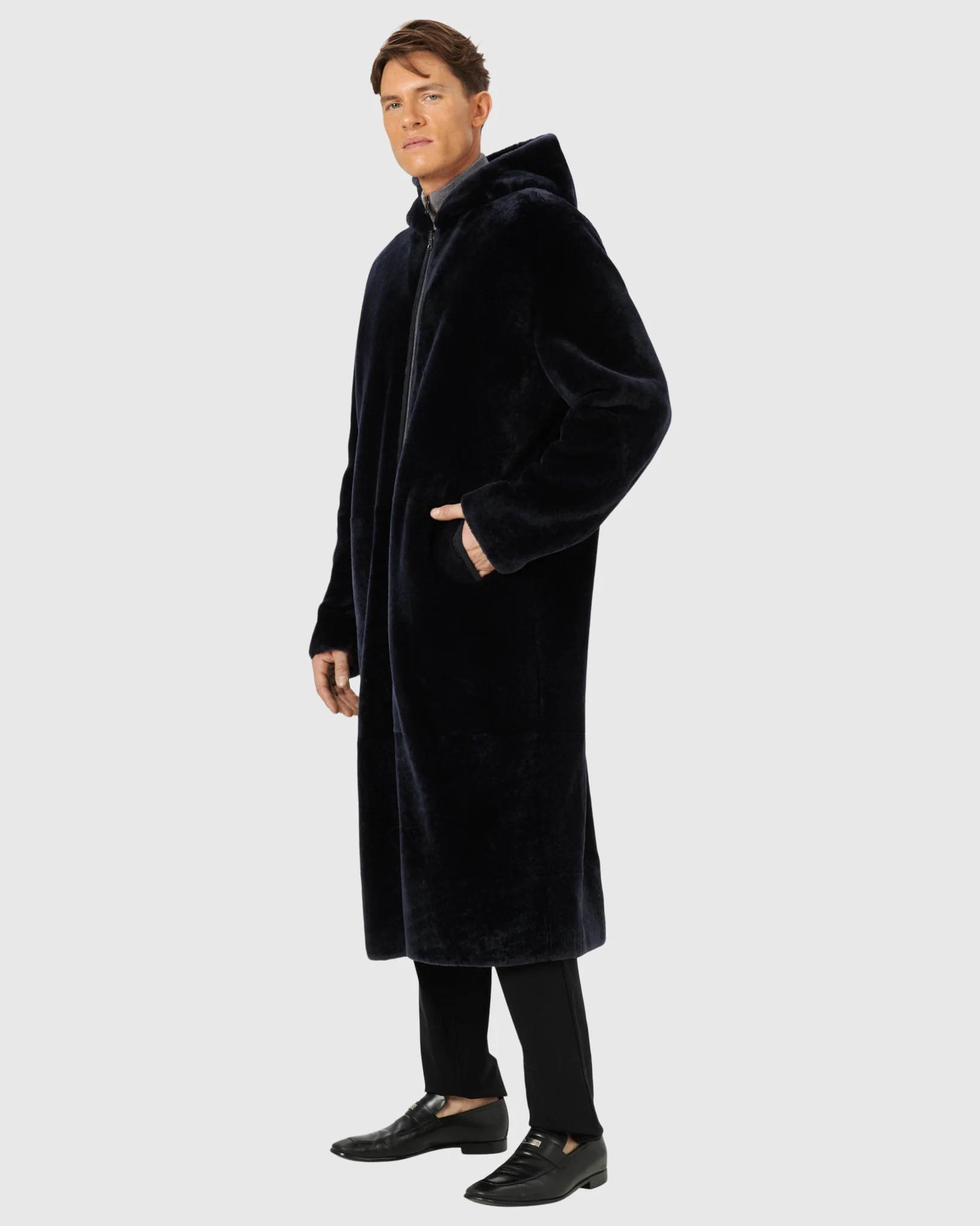 MENS SHEARLING LAMB PARKA REVERSIBLE TO POLY-TAFFETA - Image 2