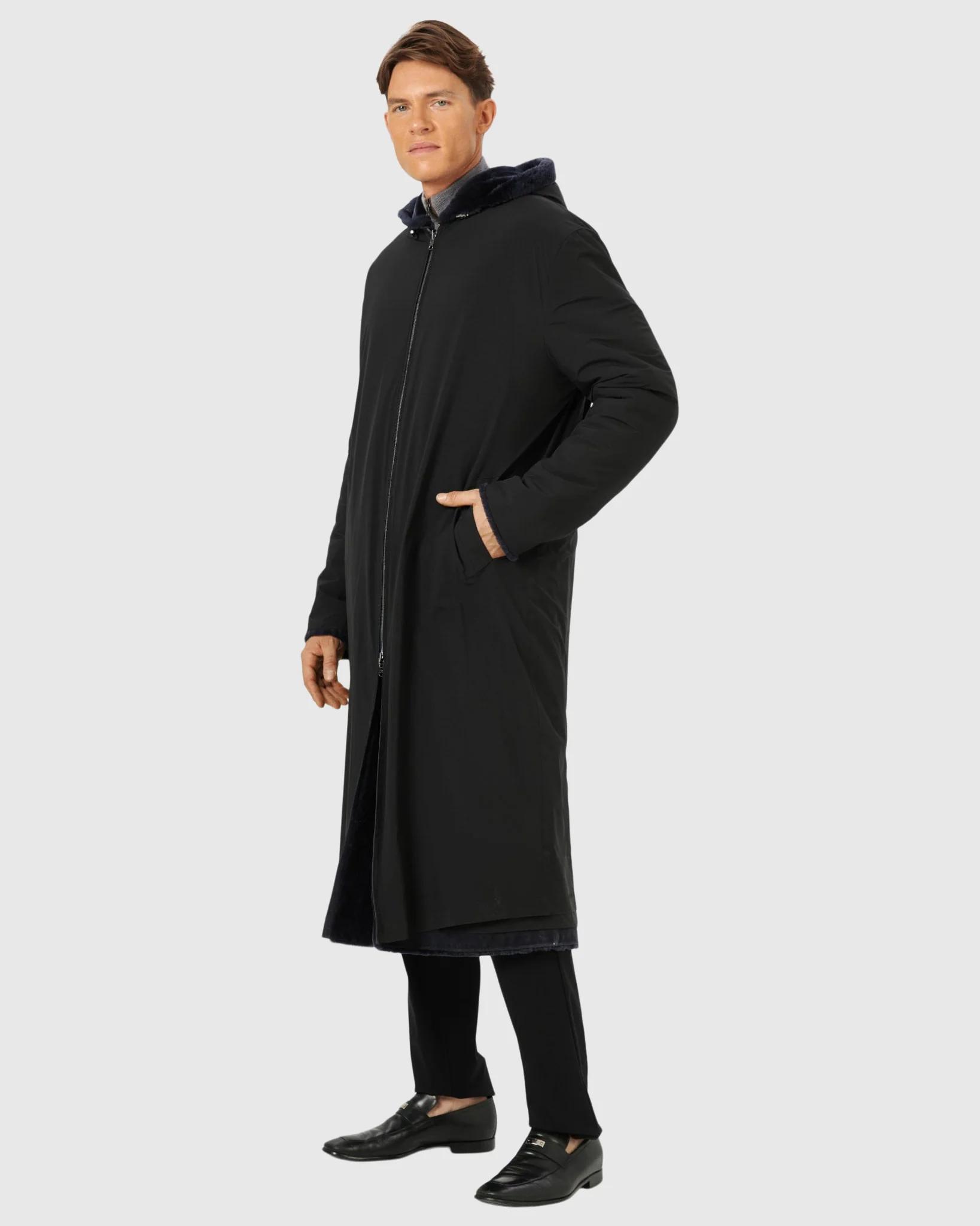 MENS SHEARLING LAMB PARKA REVERSIBLE TO POLY-TAFFETA - Image 4