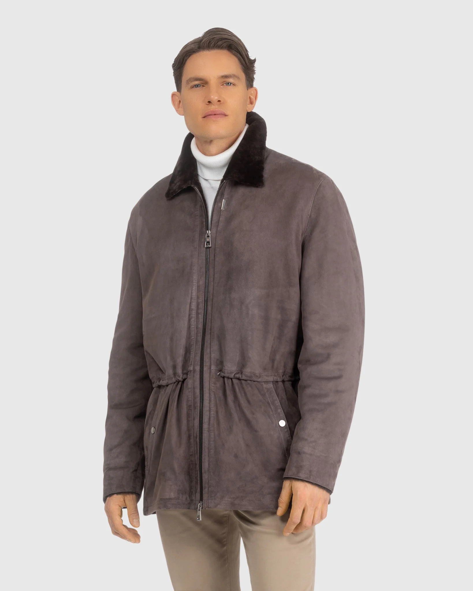 Mens Suede Jacket With Select Shearling Lamb Lining - Image 10
