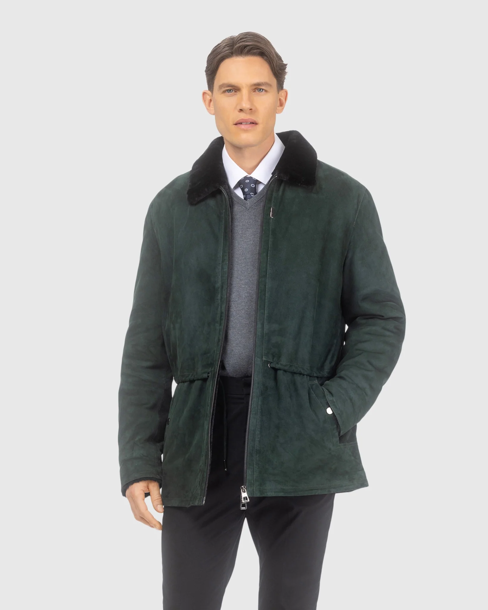 Mens Suede Jacket With Select Shearling Lamb Lining - Image 19