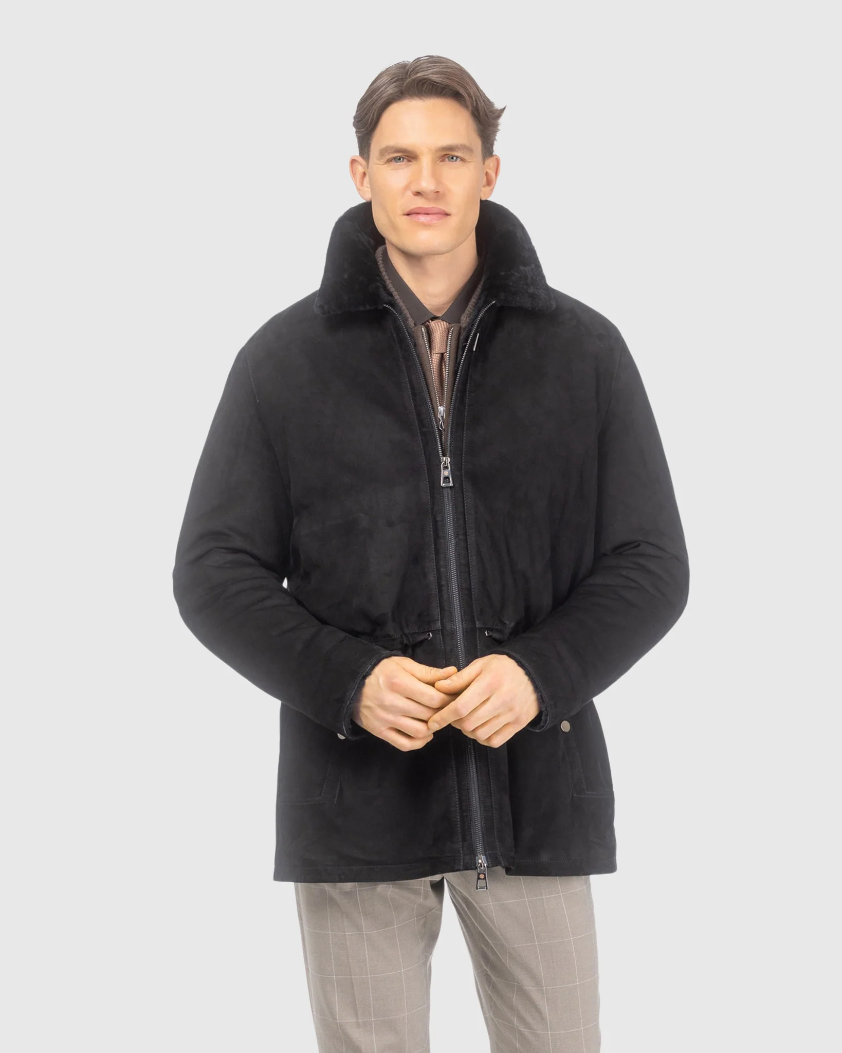 Mens Suede Jacket With Select Shearling Lamb Lining - Image 2