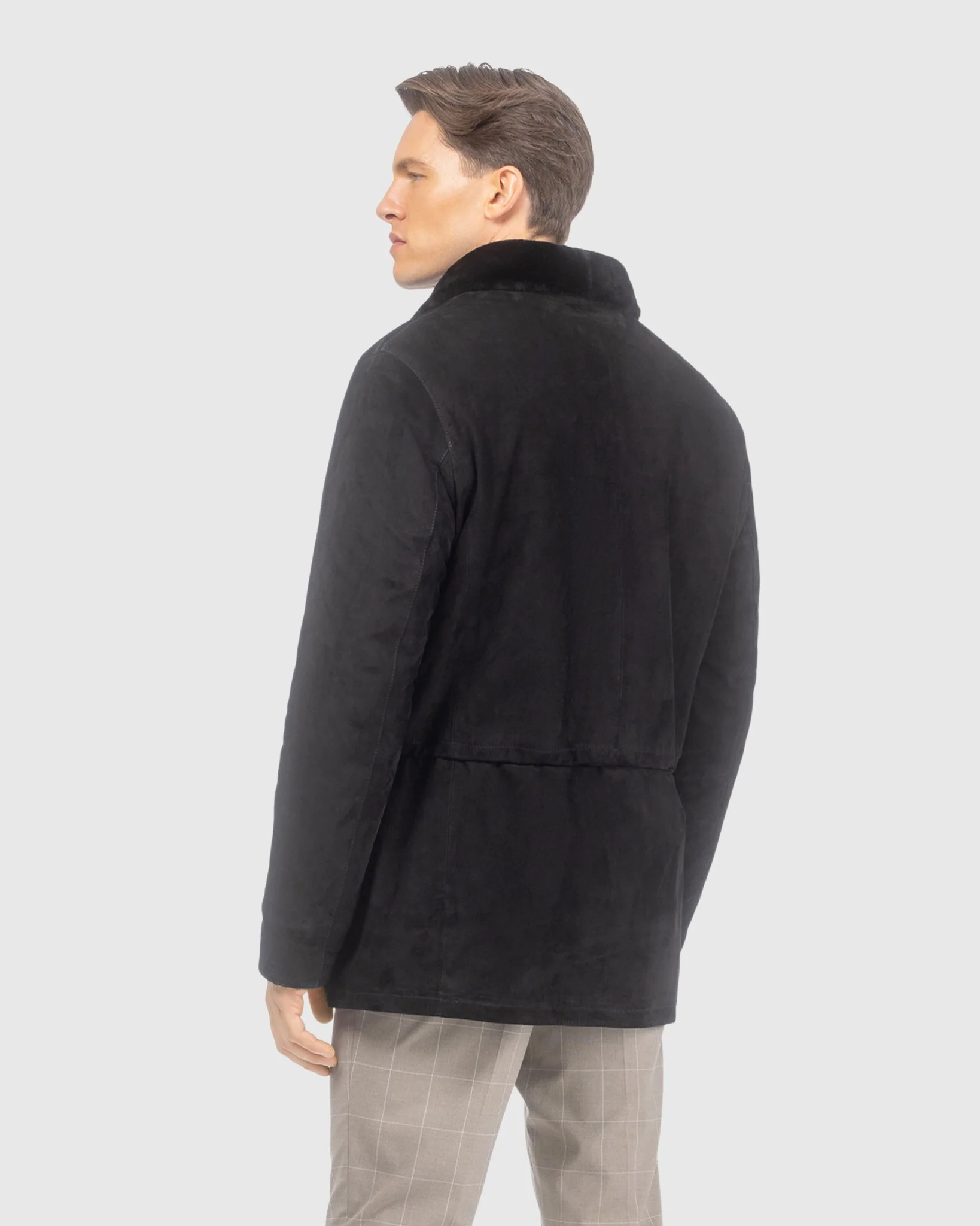 Mens Suede Jacket With Select Shearling Lamb Lining - Image 3