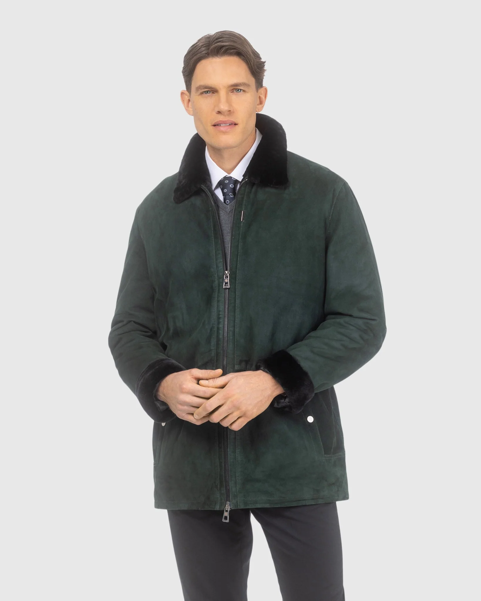 Mens Suede Jacket With Select Shearling Lamb Lining - Image 32