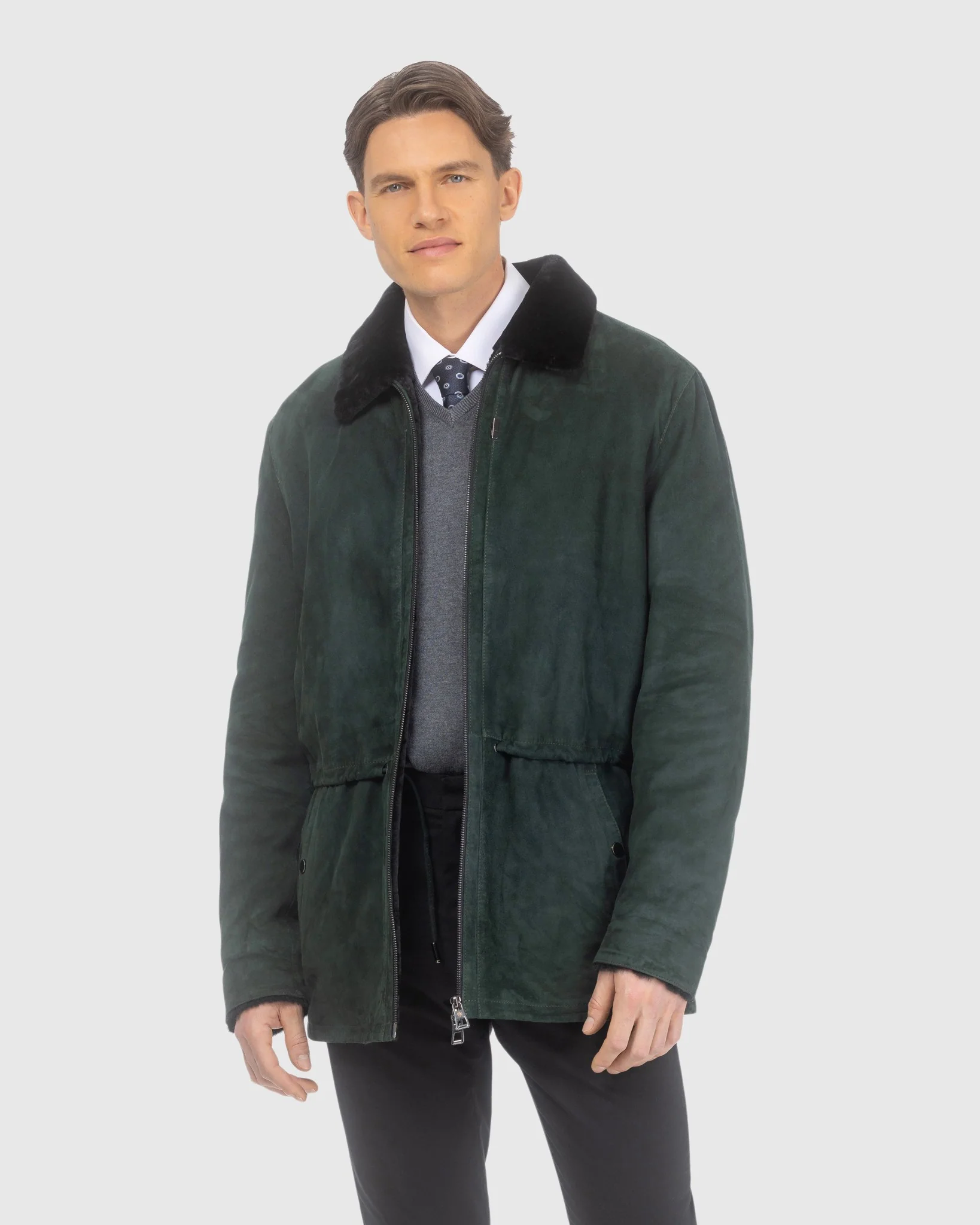 Mens Suede Jacket With Select Shearling Lamb Lining - Image 33