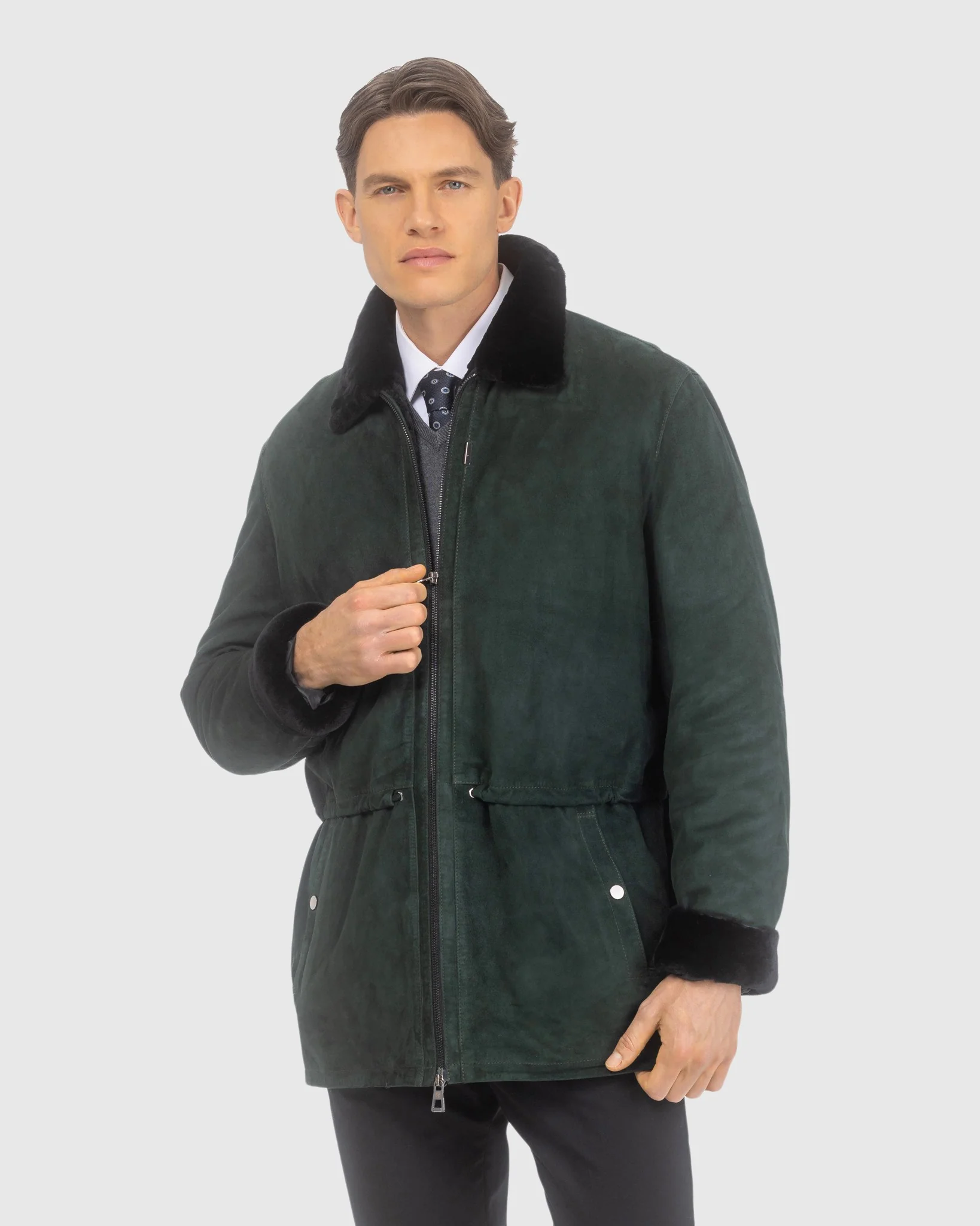 Mens Suede Jacket With Select Shearling Lamb Lining - Image 34
