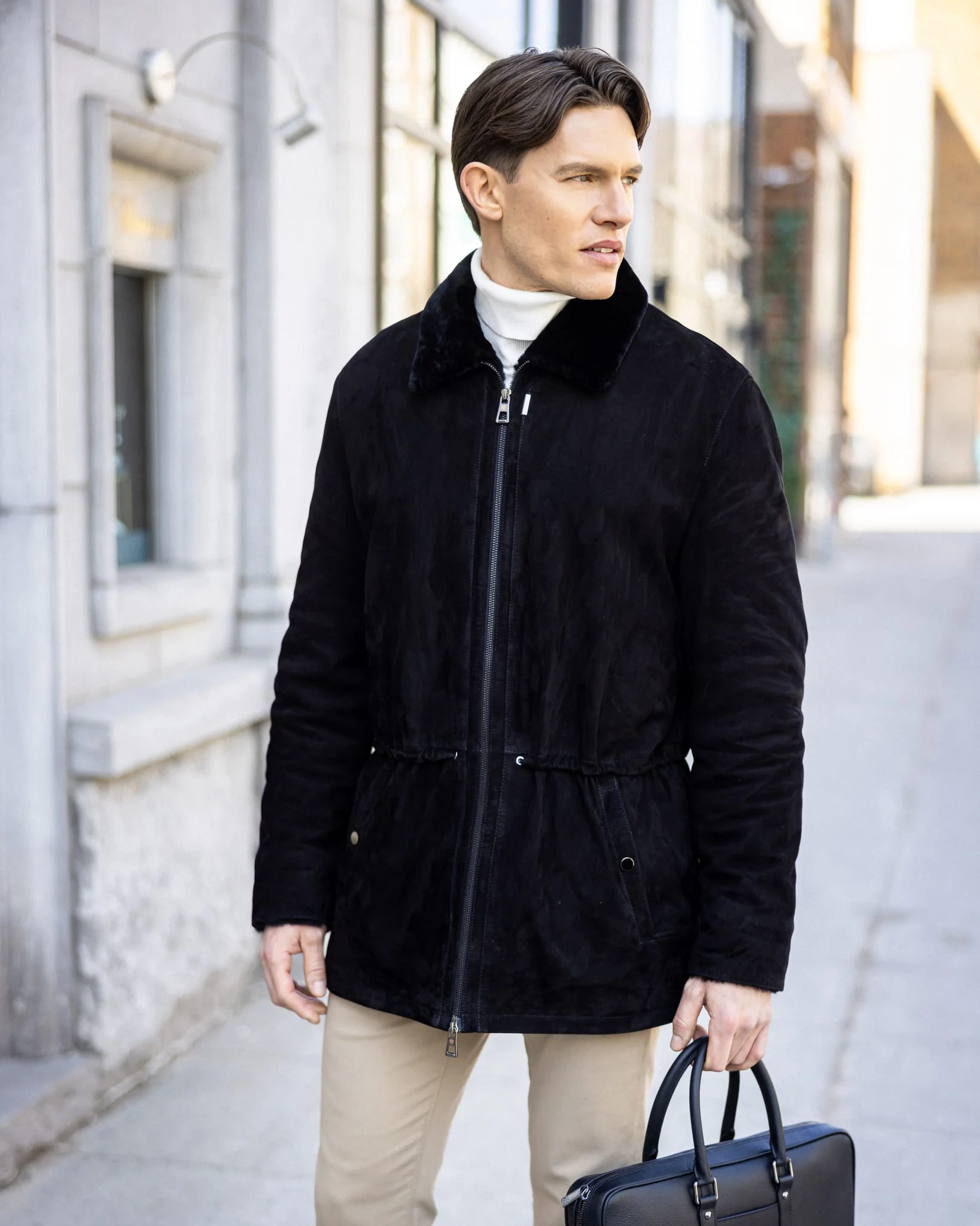 Mens Suede Jacket With Select Shearling Lamb Lining - Image 39