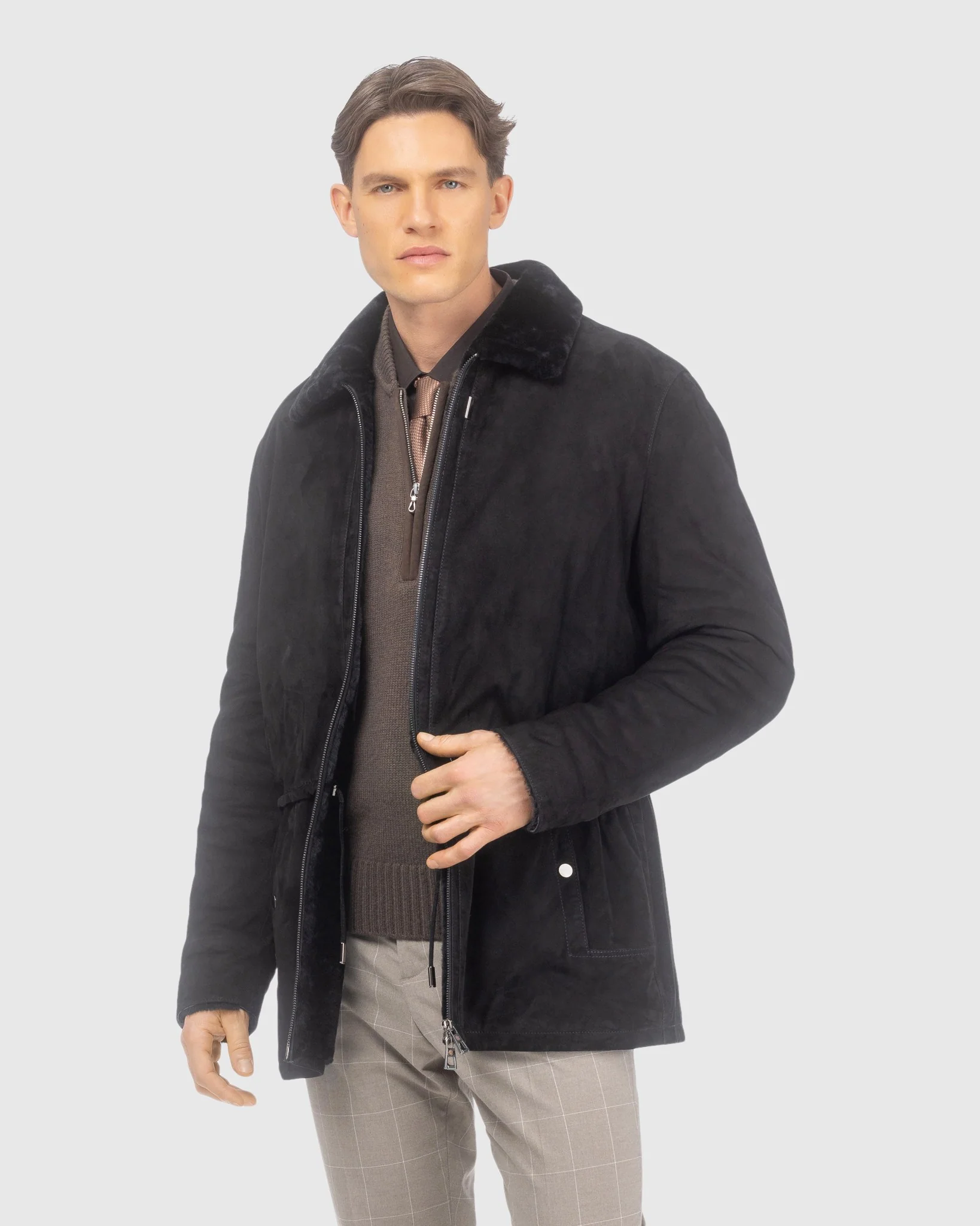 Mens Suede Jacket With Select Shearling Lamb Lining - Image 5