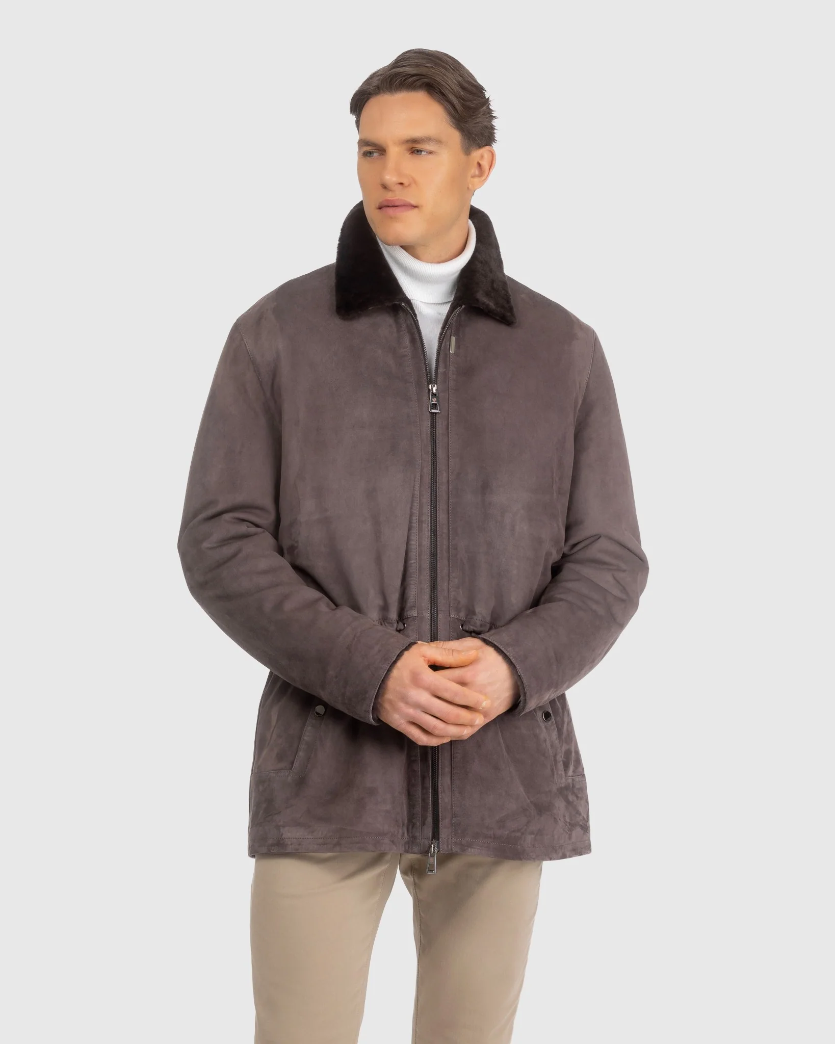 Mens Suede Jacket With Select Shearling Lamb Lining - Image 8