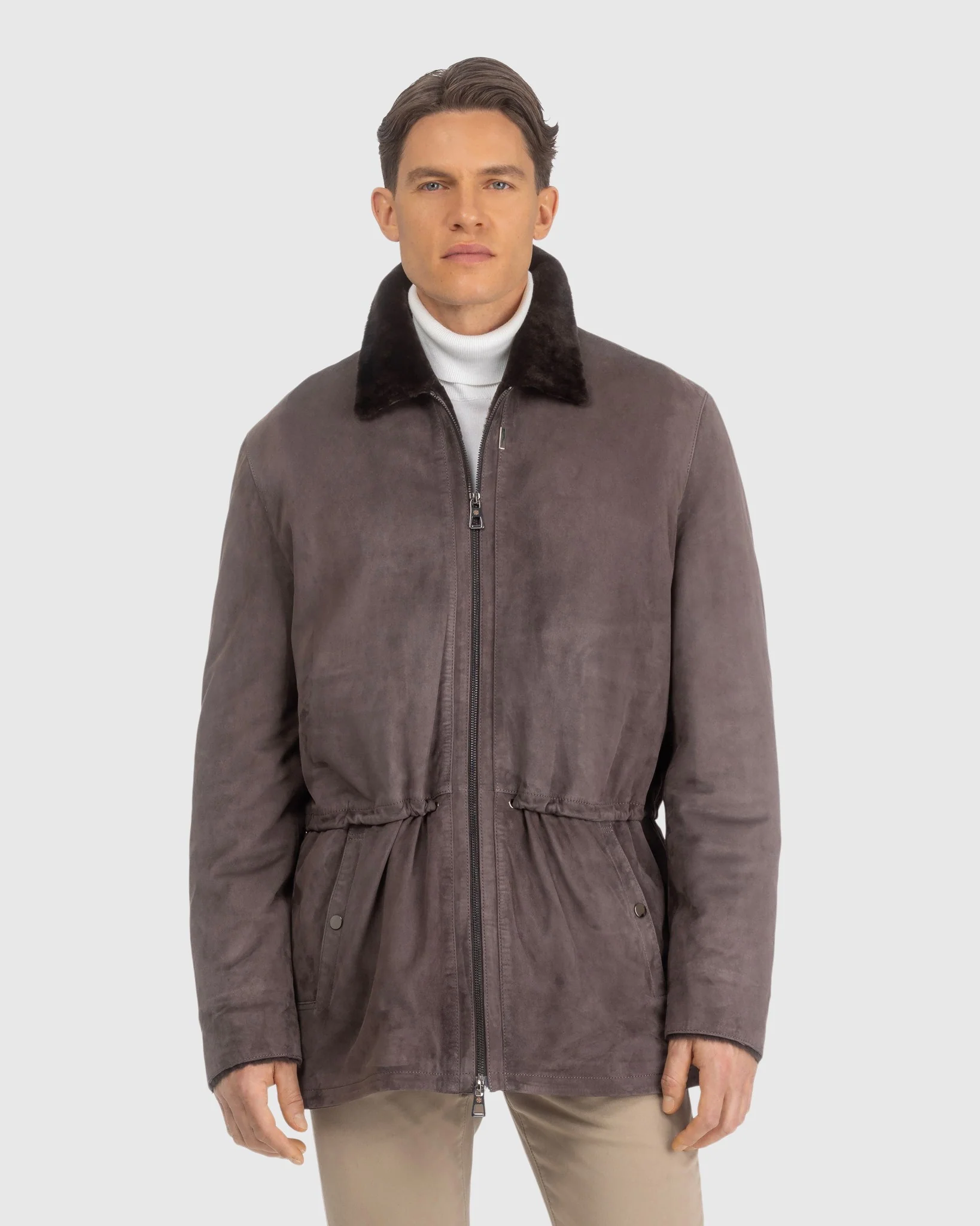 Mens Suede Jacket With Select Shearling Lamb Lining - Image 9