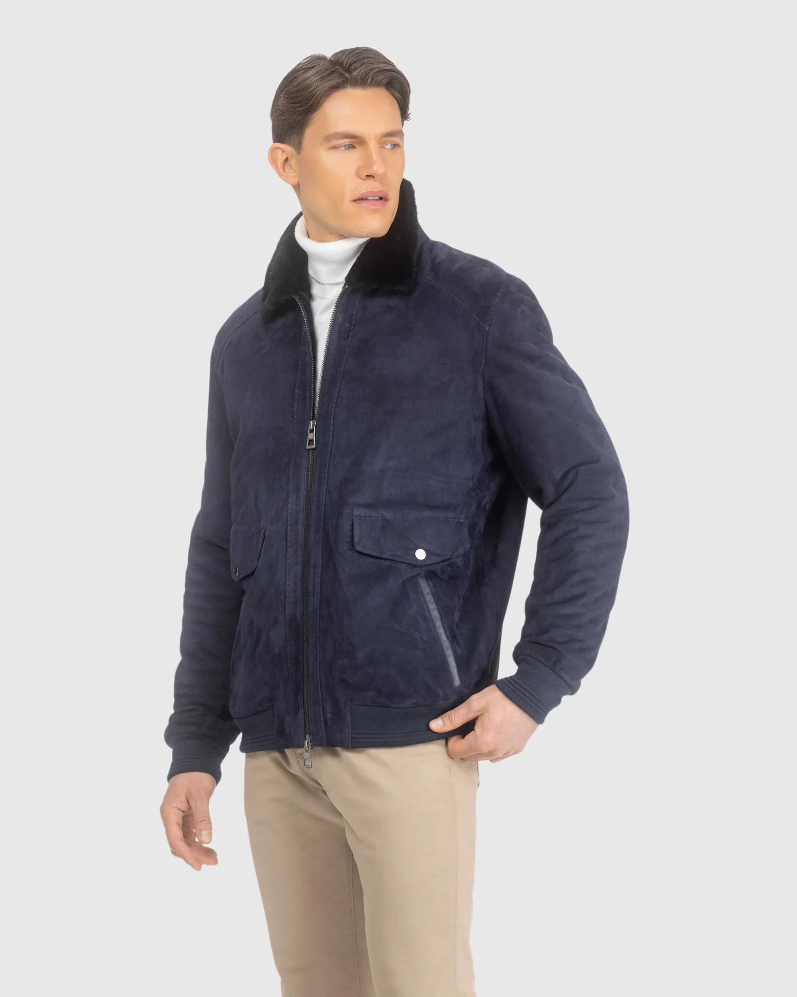 MENS SUEDE JACKET WITH SELECT SHEARLING LAMB LINING - Image 16