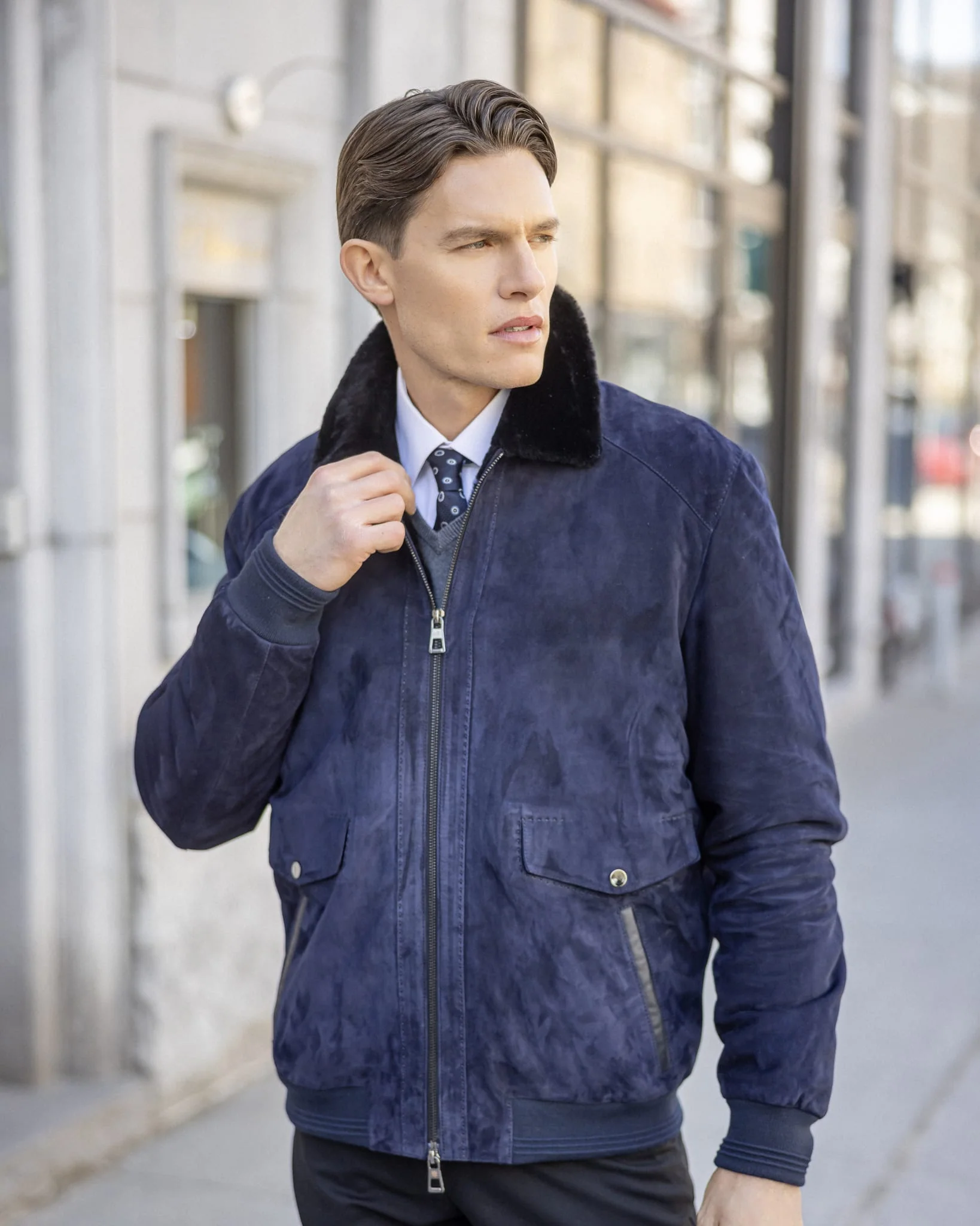 MENS SUEDE JACKET WITH SELECT SHEARLING LAMB LINING - Image 21
