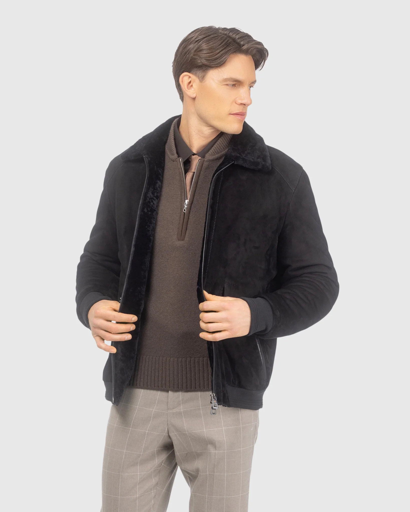 MENS SUEDE JACKET WITH SELECT SHEARLING LAMB LINING - Image 3