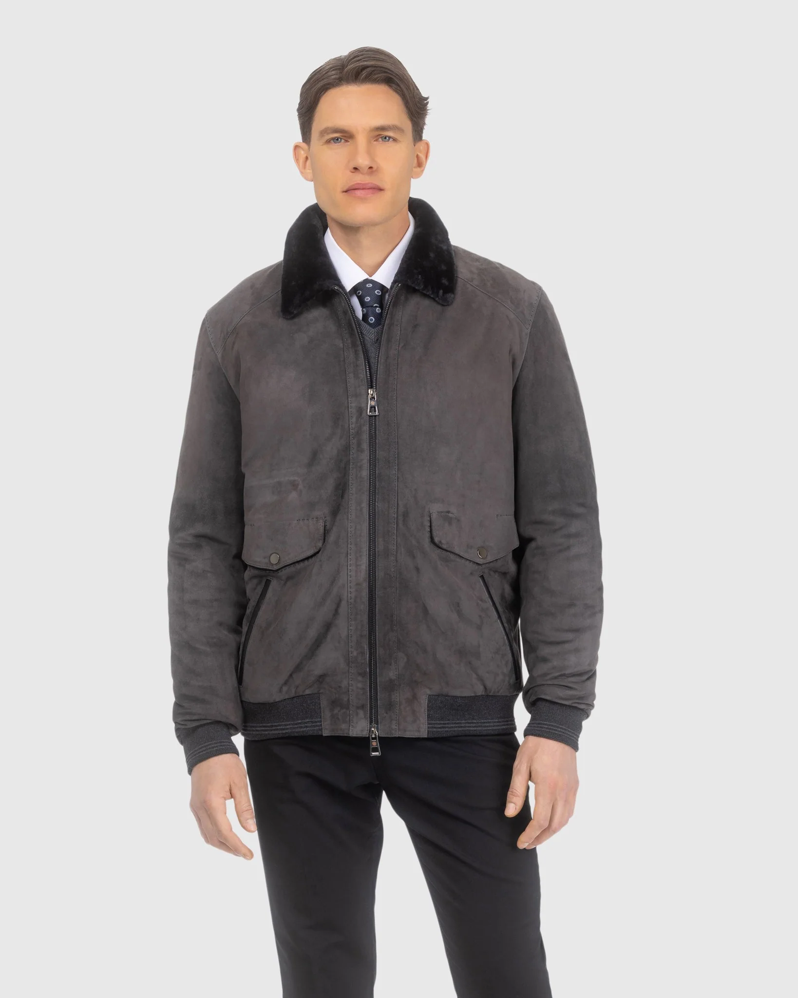 MENS SUEDE JACKET WITH SELECT SHEARLING LAMB LINING - Image 8