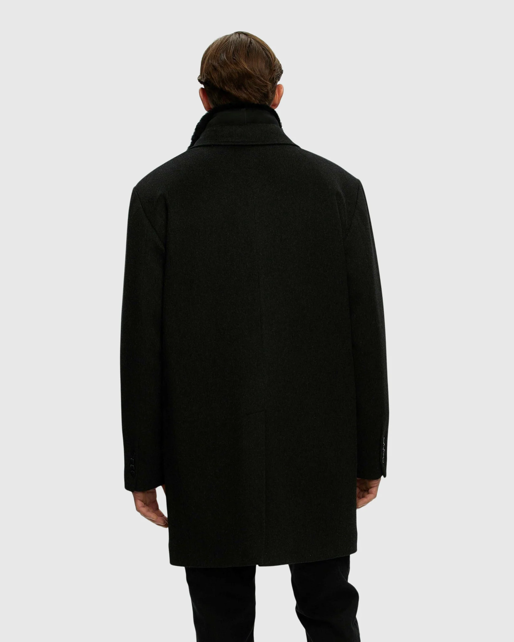 Mens Wool Stroller With Detachable Shearling Lamb Trim - Image 4
