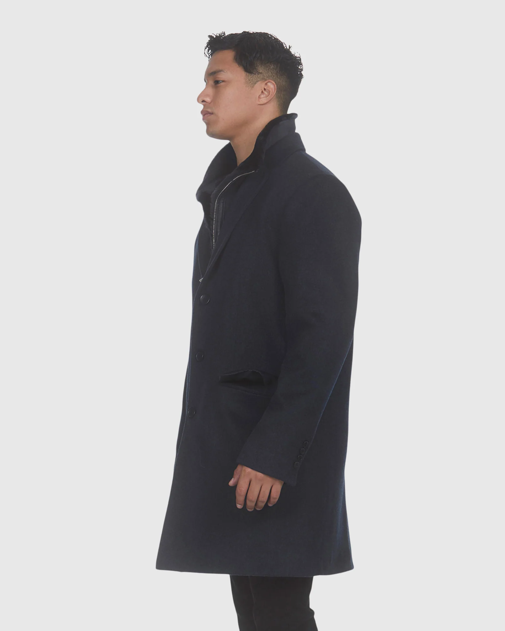 Mens Wool Stroller With Detachable Shearling Lamb Trim - Image 7