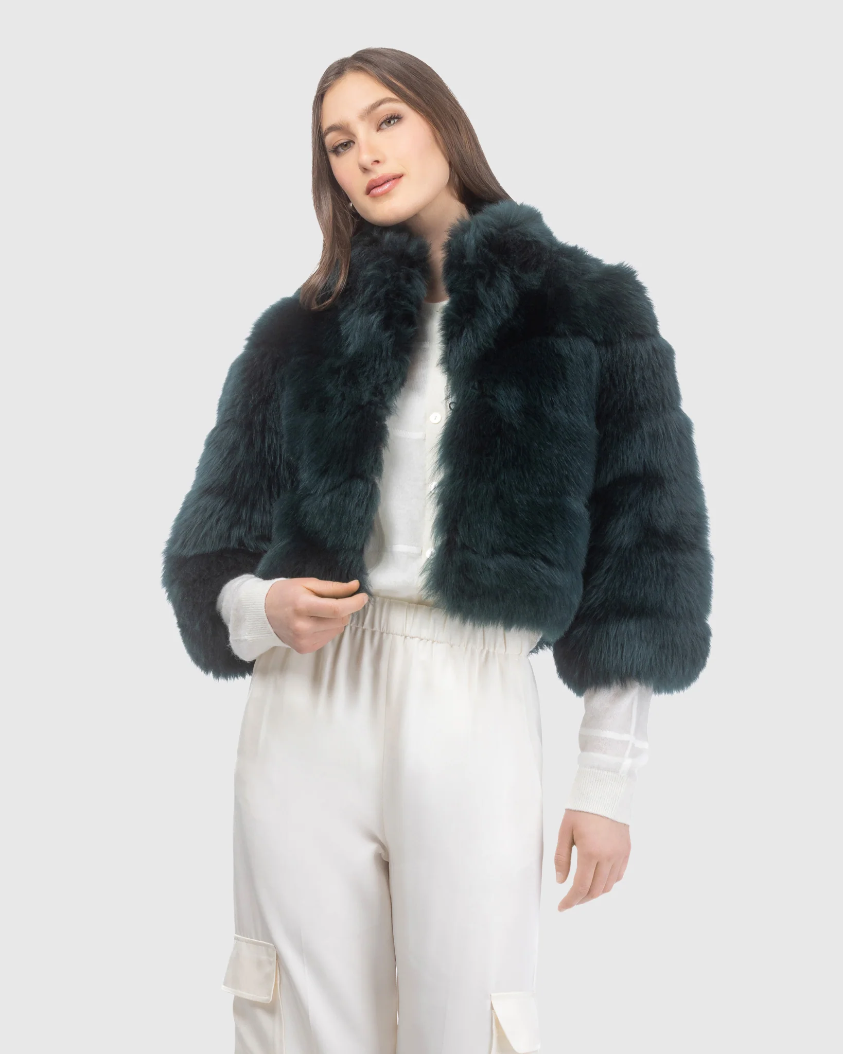 MERINILLO SHEARLING LAMB BOLERO WITH CROPPED SLEEVES - Image 7