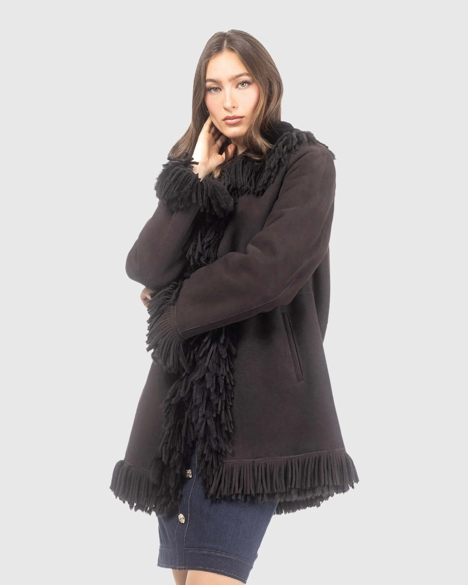 Merino Shearling Lamb Jacket With Fringes - Image 6