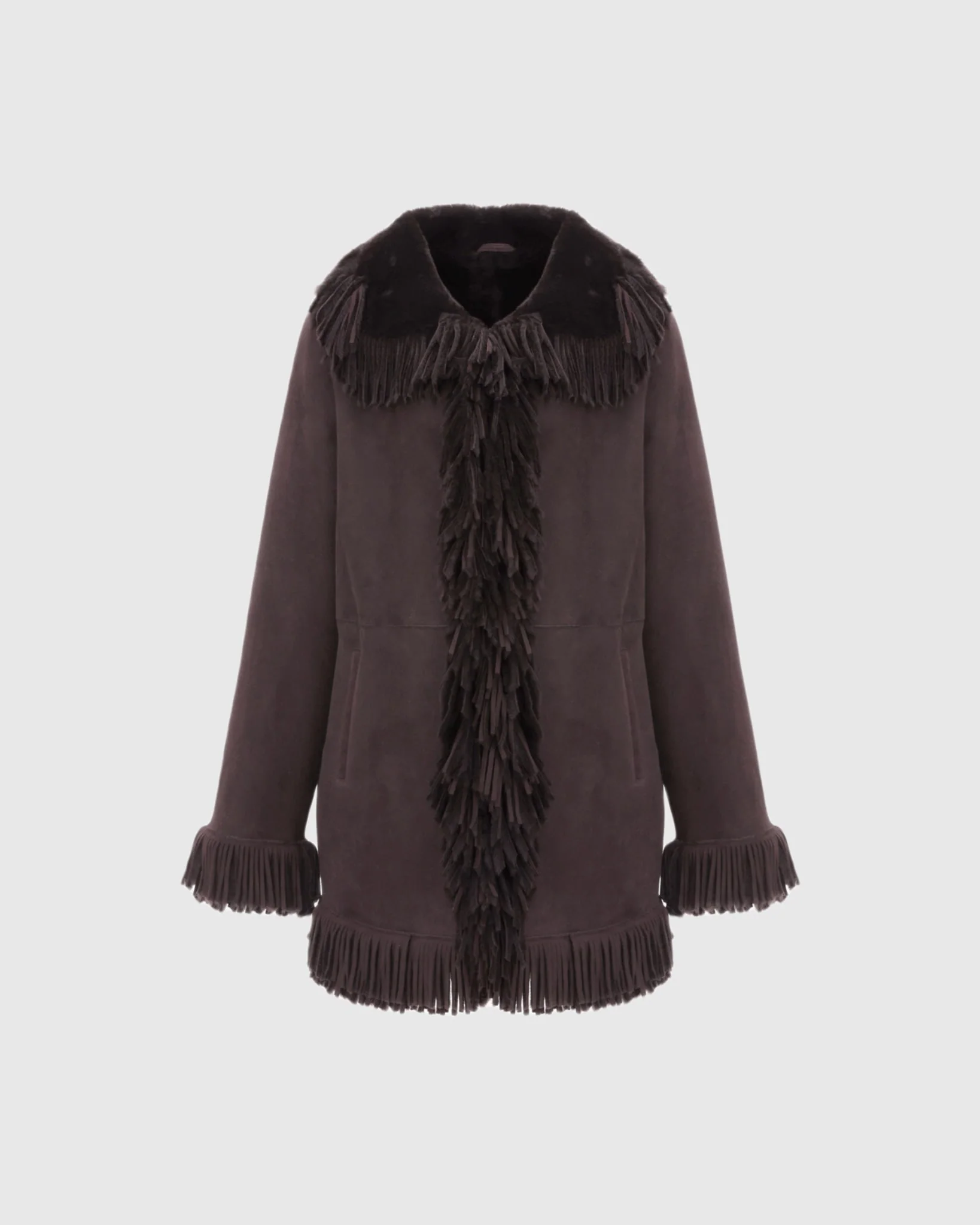 Merino Shearling Lamb Jacket With Fringes - Image 7