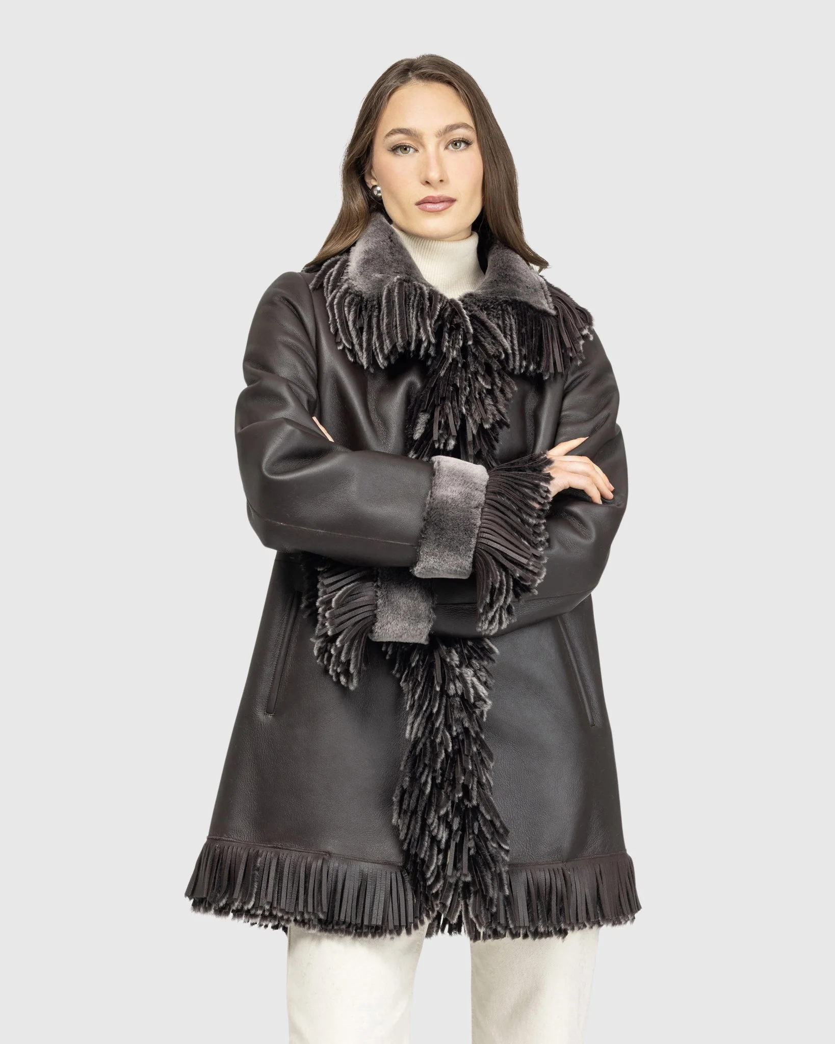 Merino Shearling Lamb Jacket With Fringes