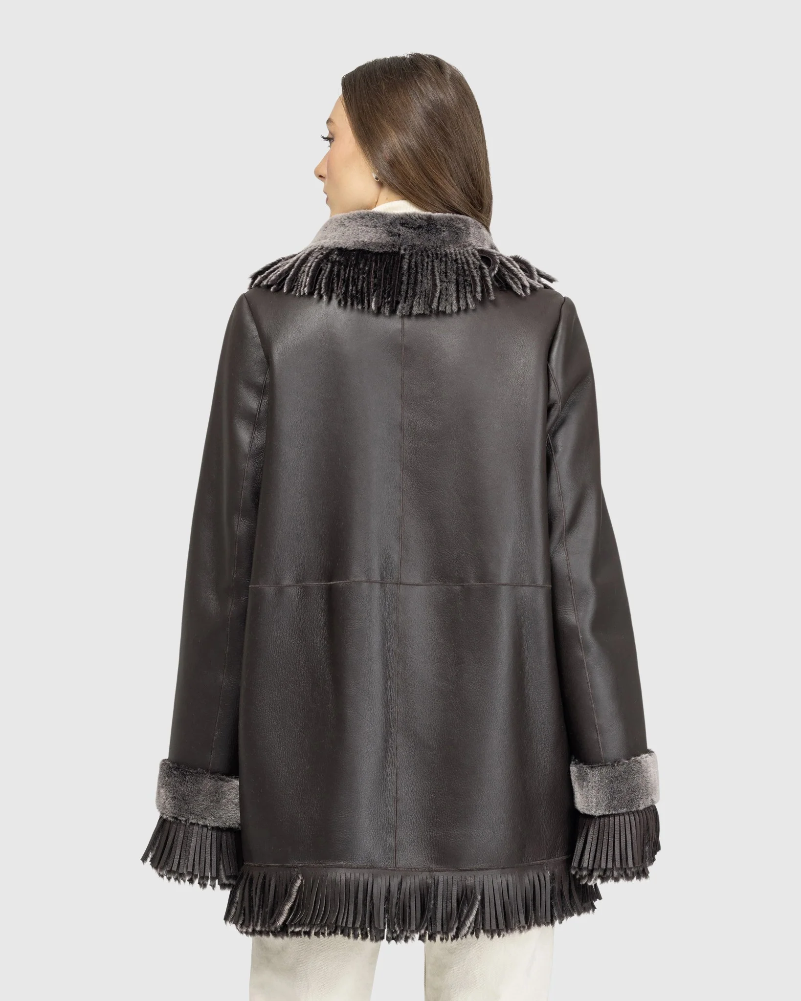 Merino Shearling Lamb Jacket With Fringes - Image 6