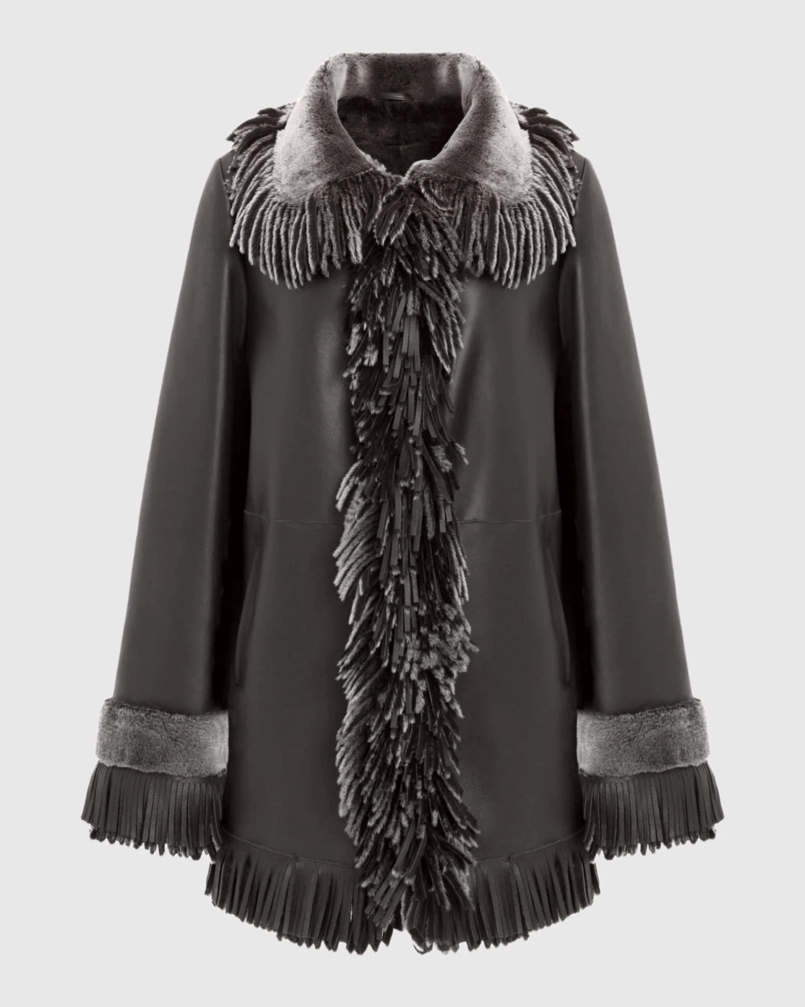 Merino Shearling Lamb Jacket With Fringes - Image 8