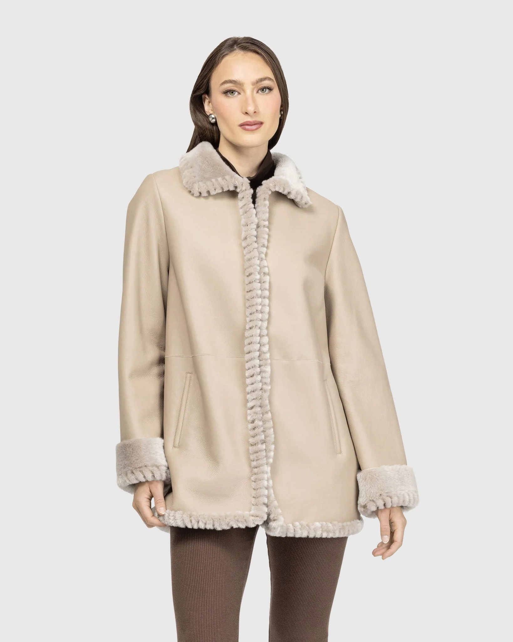 Merino Shearling Lamb Jacket With Whipstitch Trim - Image 2