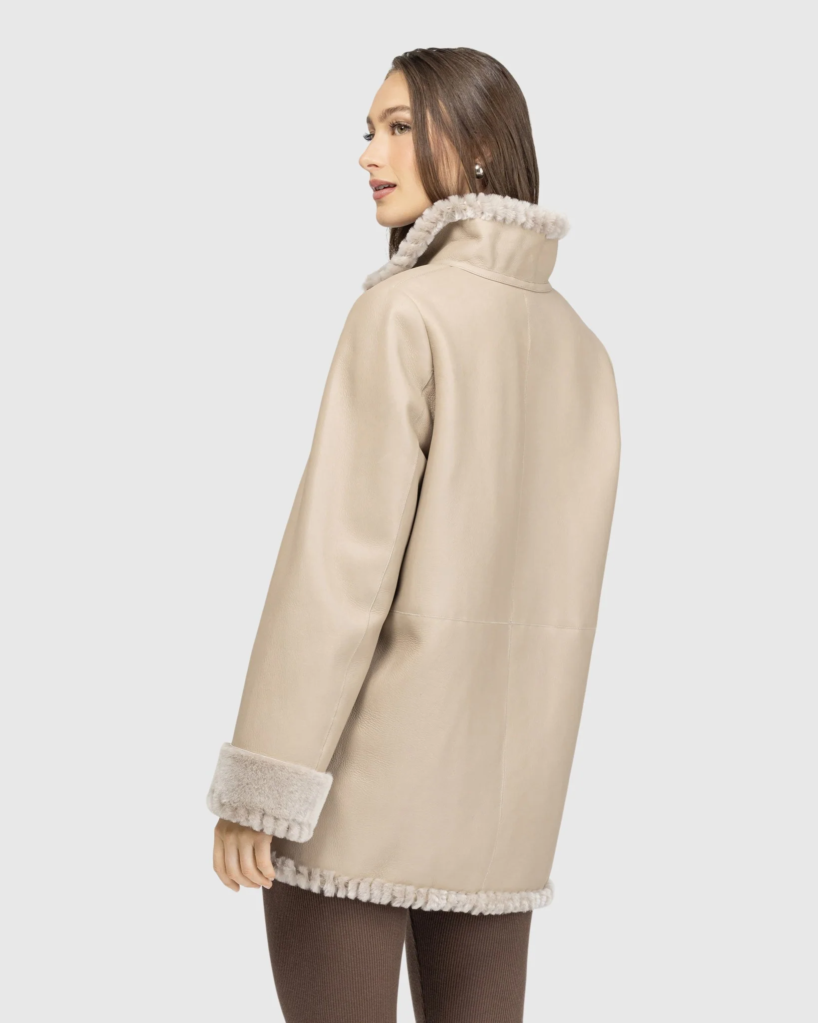 Merino Shearling Lamb Jacket With Whipstitch Trim - Image 4