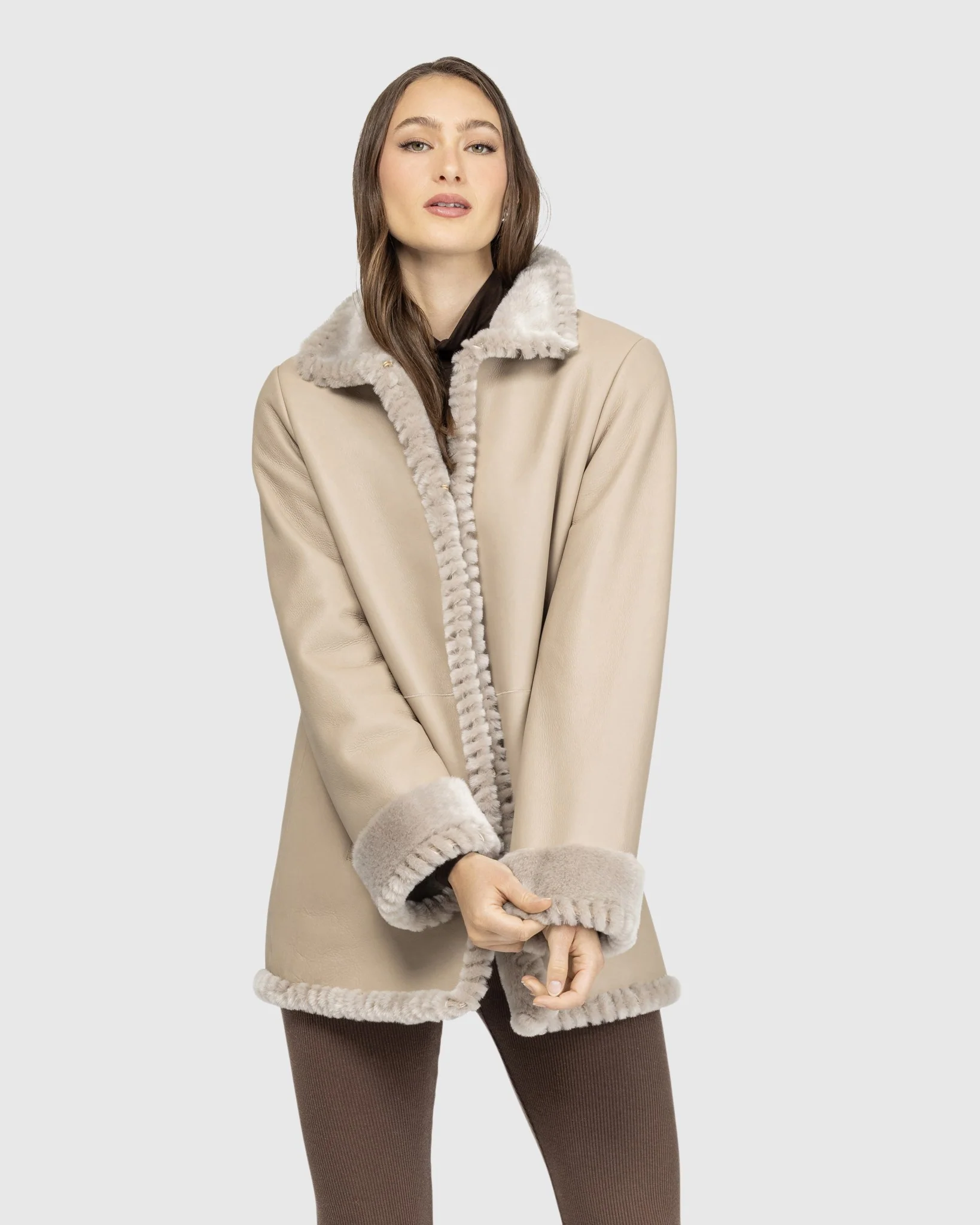 Merino Shearling Lamb Jacket With Whipstitch Trim - Image 6