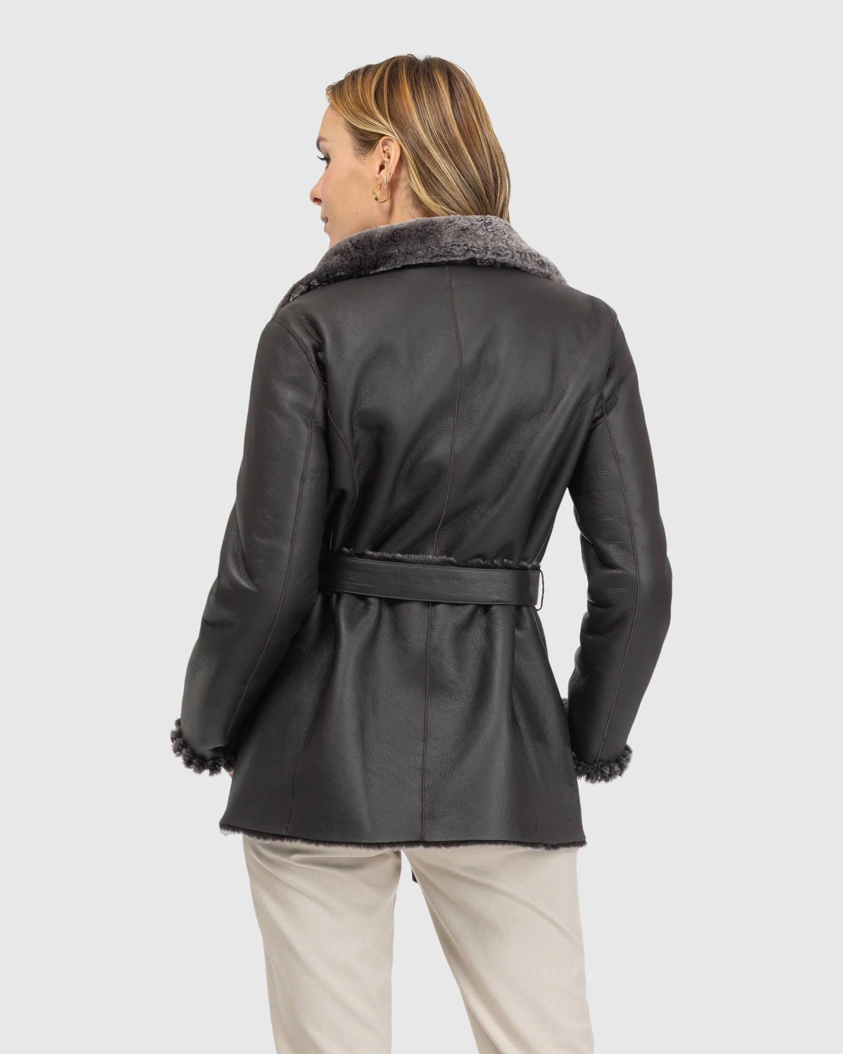 Merino Shearling Lamb Jacket with Whipstitch Trim - Image 10