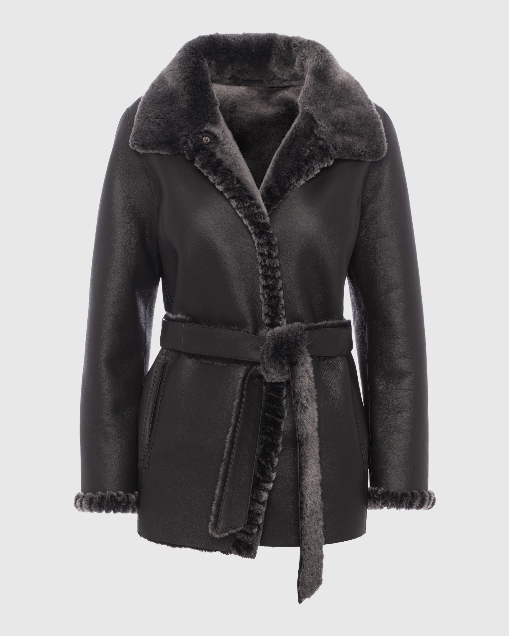 Merino Shearling Lamb Jacket with Whipstitch Trim - Image 11