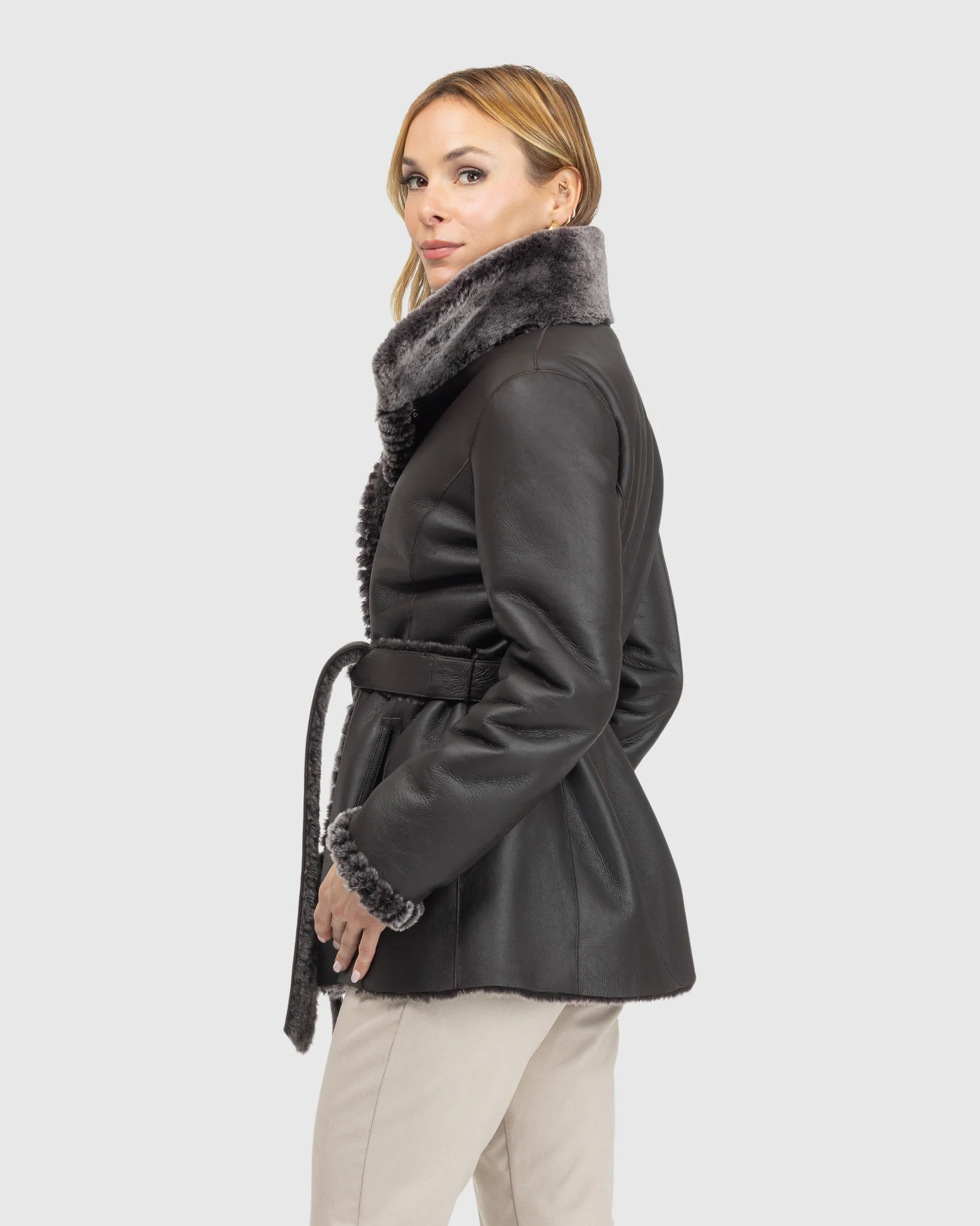 Merino Shearling Lamb Jacket with Whipstitch Trim - Image 8