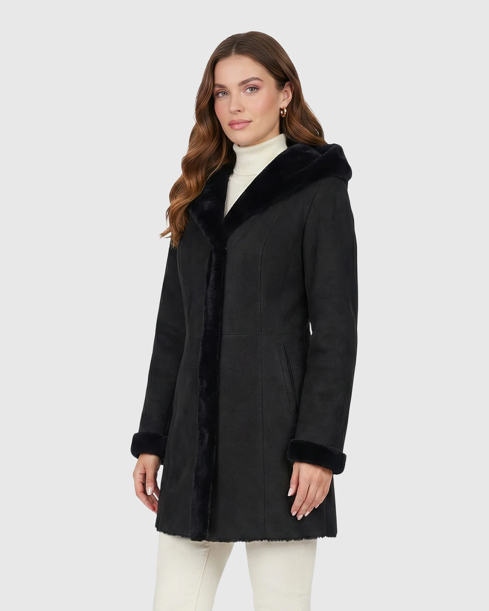 MERINO SHEARLING LAMB PARKA-BLACK-L - Image 11
