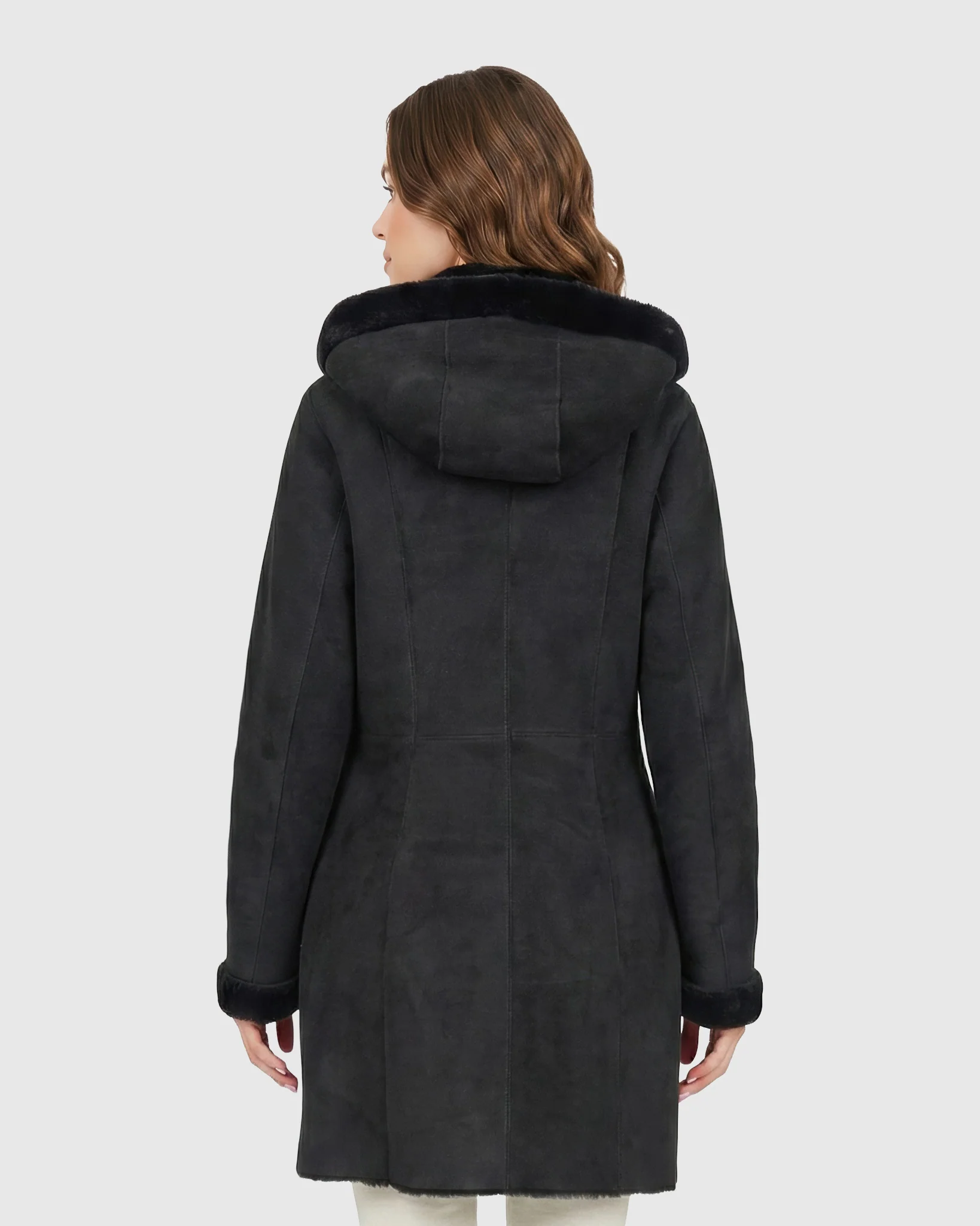 MERINO SHEARLING LAMB PARKA-BLACK-L - Image 13