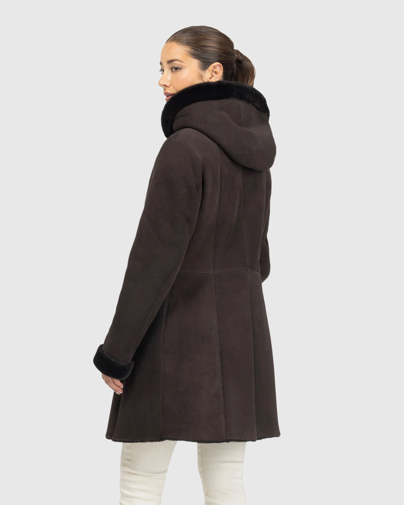 MERINO SHEARLING LAMB PARKA-BLACK-L - Image 2
